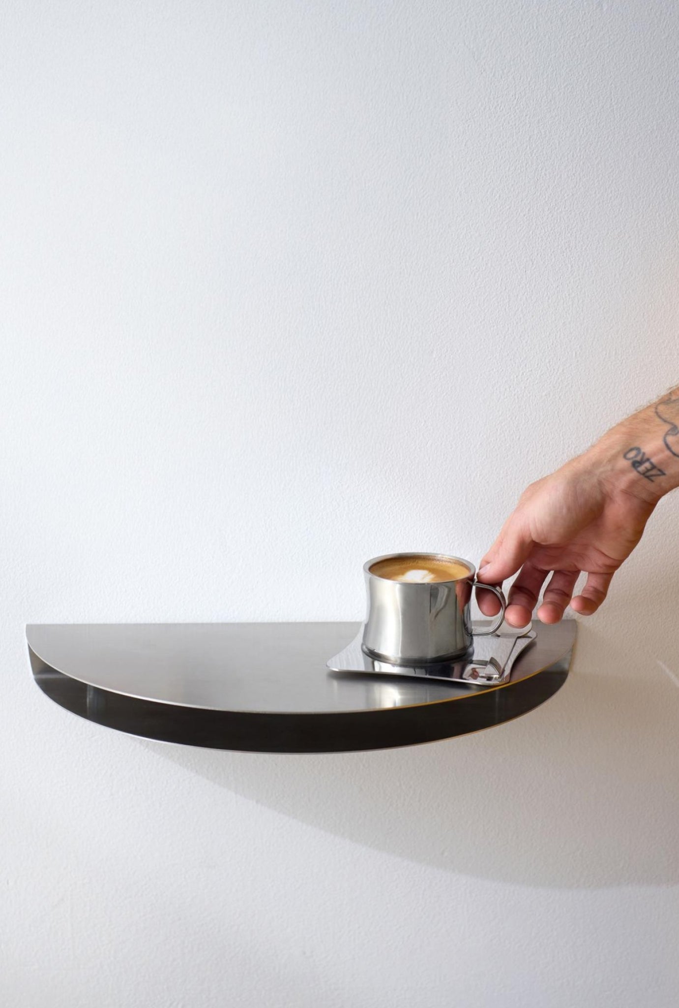 Stylish Moebe Half Moon Shelf 20x40 cm in Stainless Steel Finish