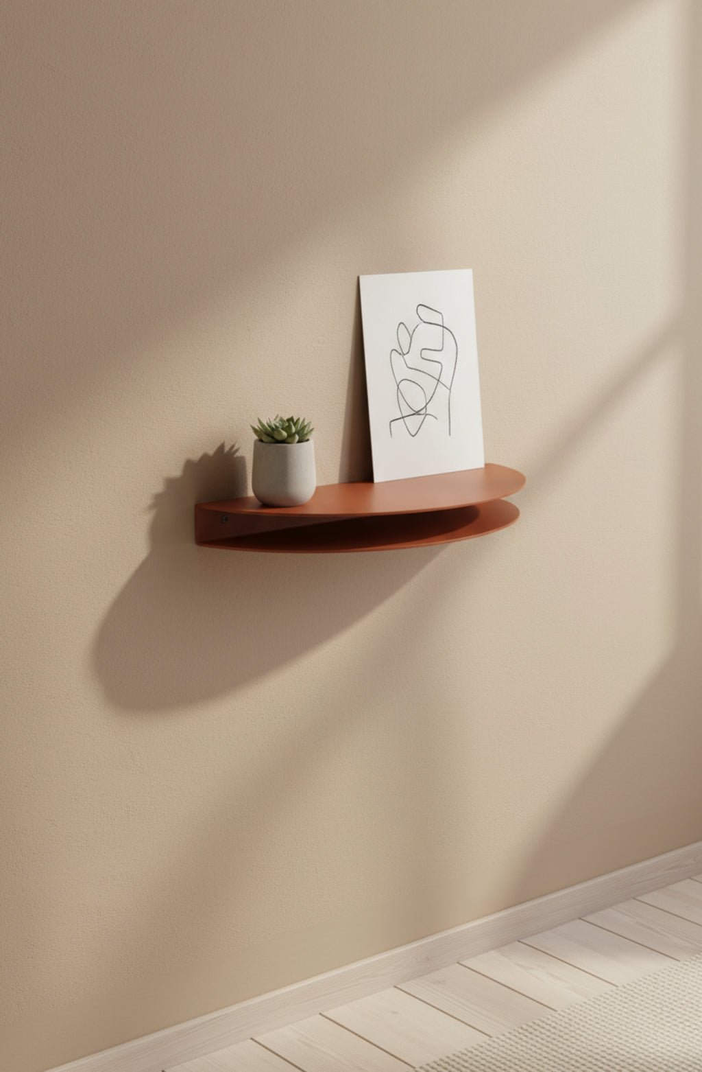 Stylish Moebe Half Moon Shelf in Terracotta - 20x40 cm Steel Design