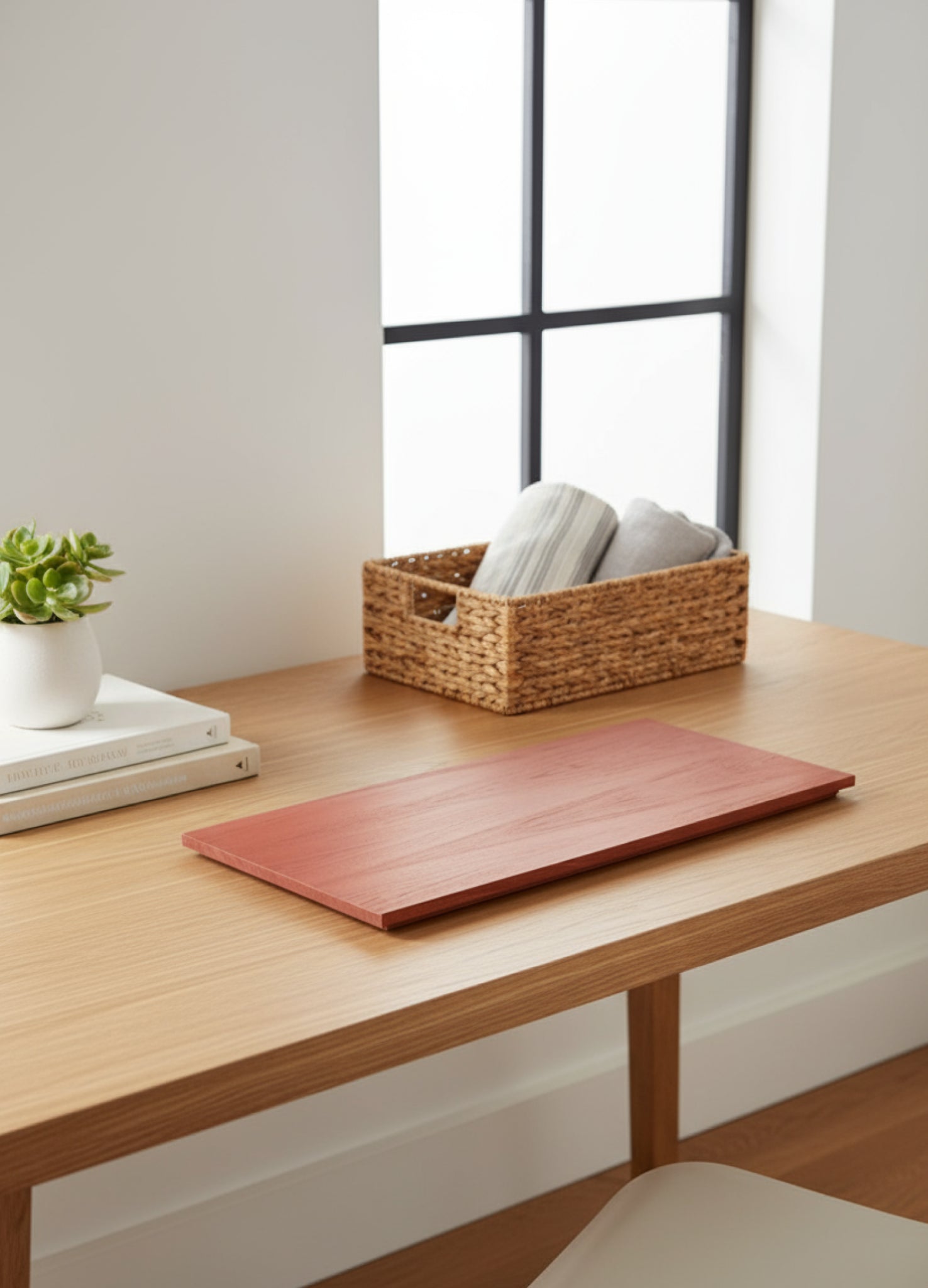 Moebe Earthy Red Storage Box Lid - Minimalist Oak Design, 60x33x31 cm