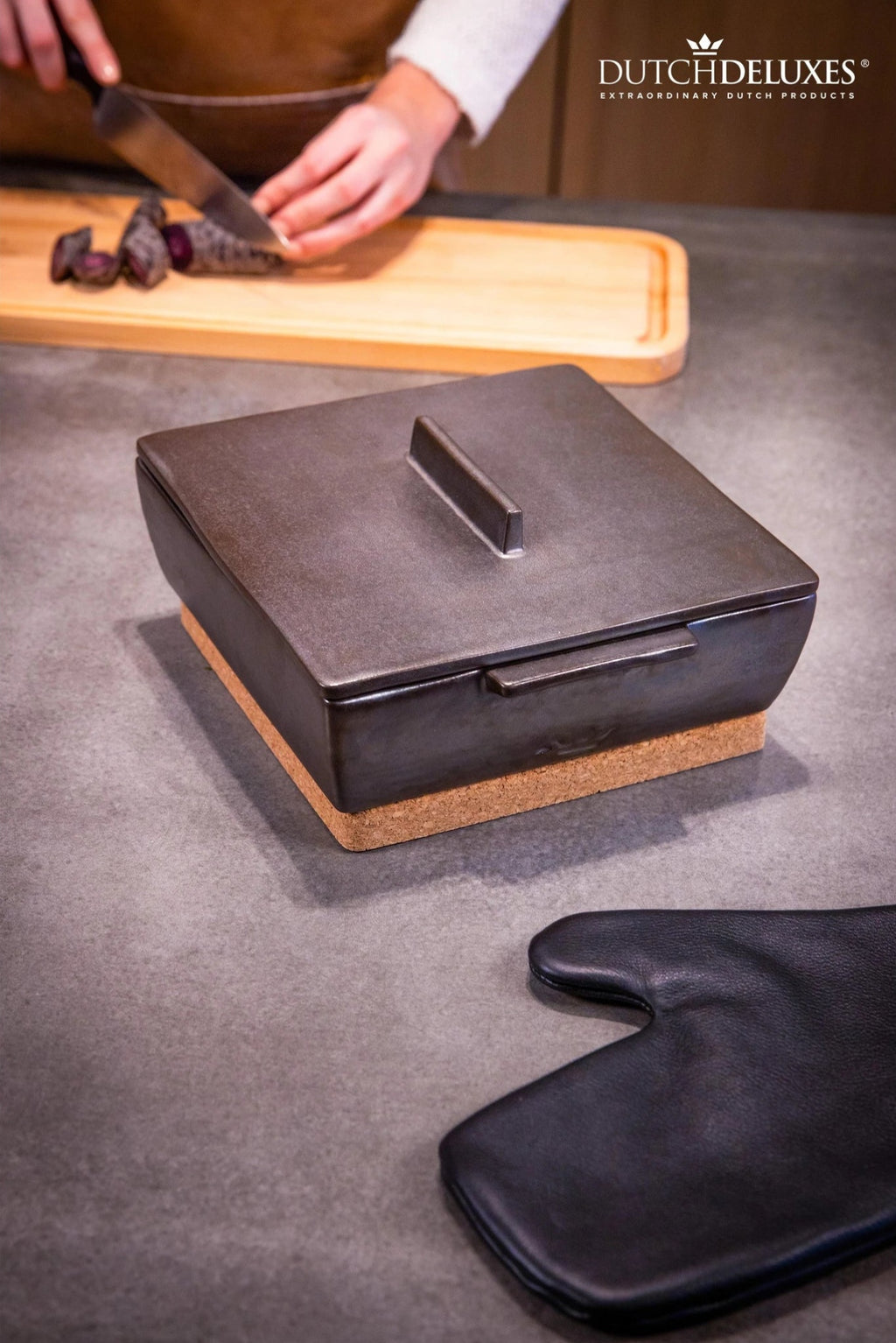 Dutchdeluxes rectangular casserole dish ceramic medium, platinum matt