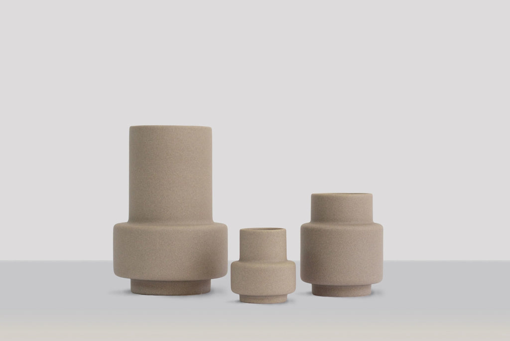 Ro Collection Hurricane Ceramic Vase Medium, Light Stone