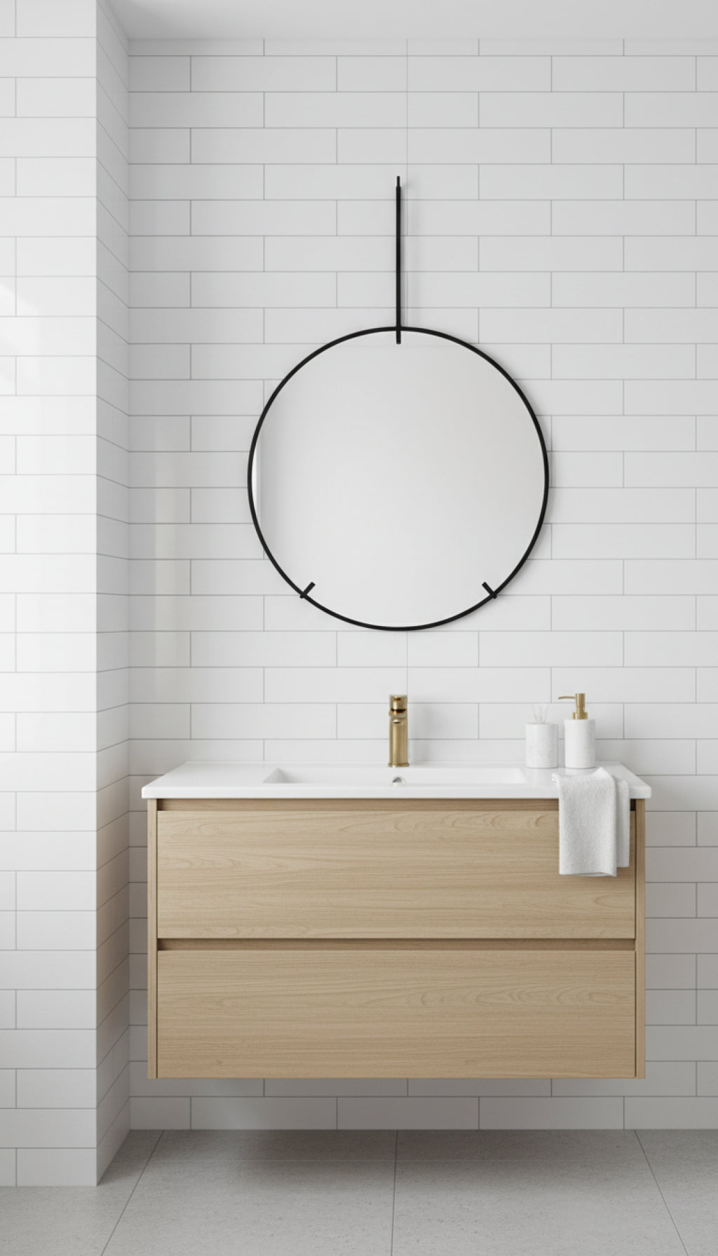 Sleek Black Moebe Wall Mirror Ø30 cm - Minimalist Design with Steel Frame