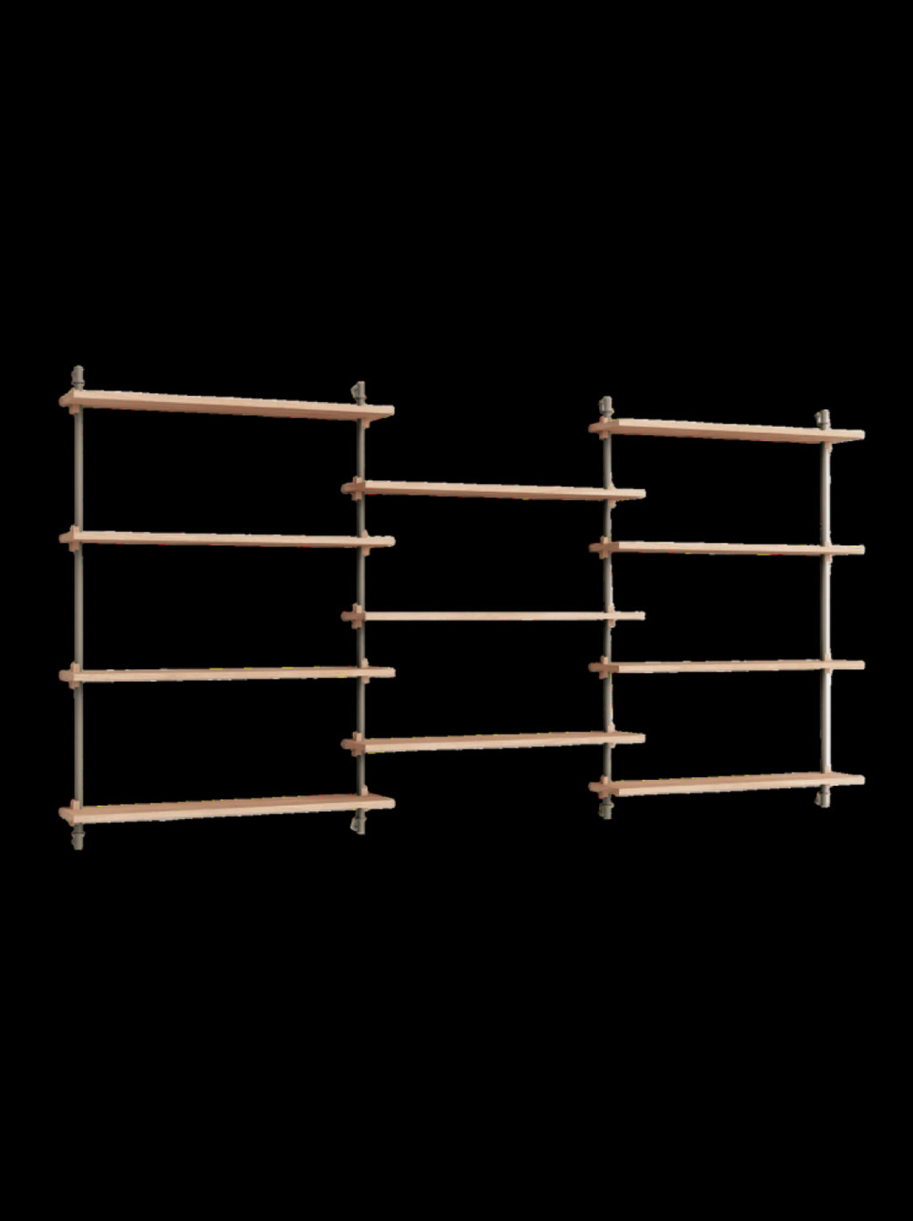 Moebe Wall Shelving Set Ws.115.3, Oak Shelves, Warm Grey Legs (fsc Mix Credit)