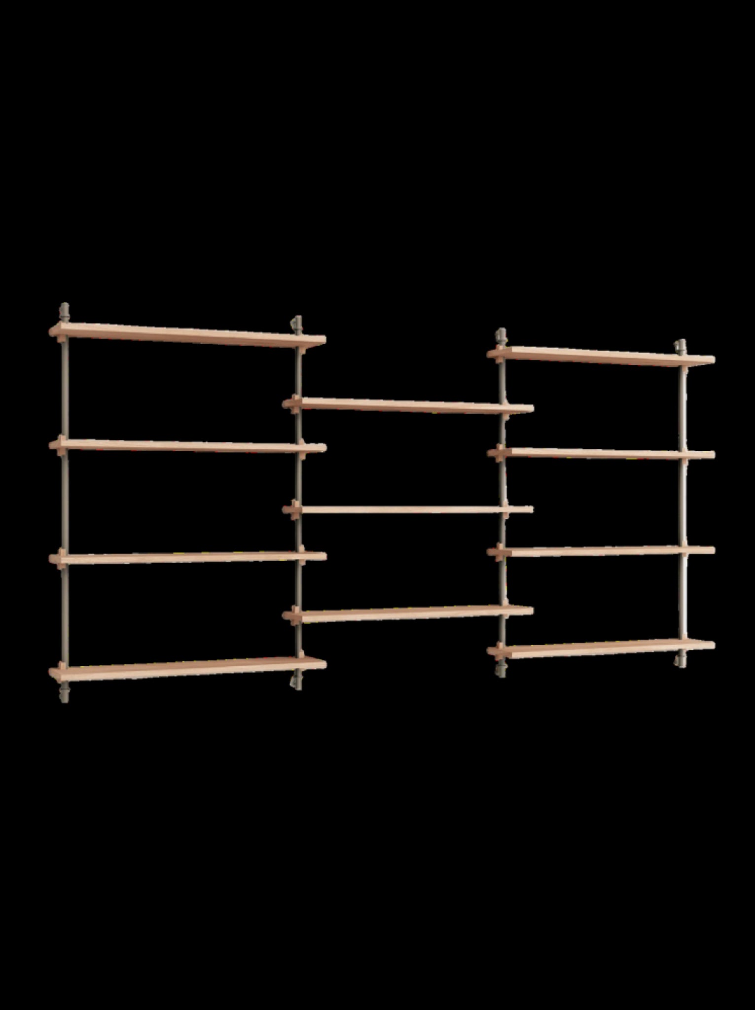 Moebe Wall Shelving Set Ws.115.3, Oak Shelves, Warm Grey Legs (fsc Mix Credit)