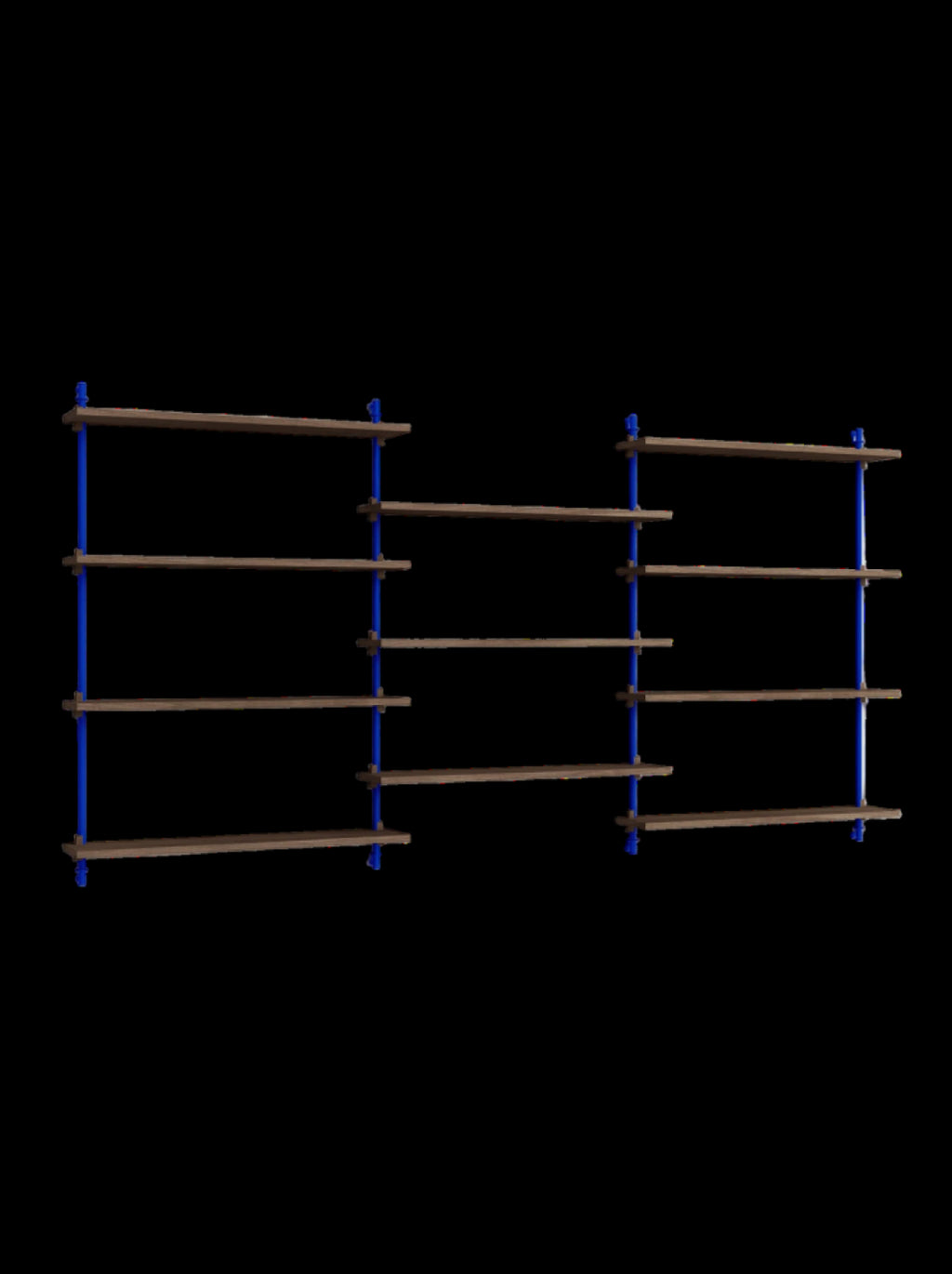Moebe Wall Shelving Set Ws.115.3, Smoked Oak Shelves, Deep Blue Legs (fsc Mix Credit)