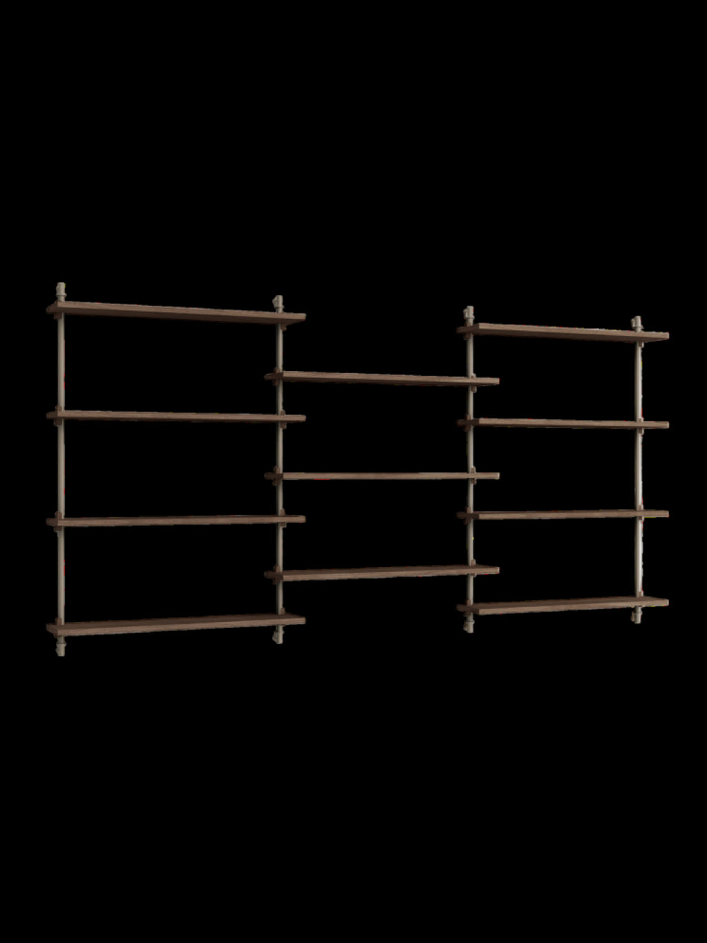 Moebe Wall Shelving Set Ws.115.3, Smoked Oak Shelves, Warm Grey Legs (fsc Mix Credit)