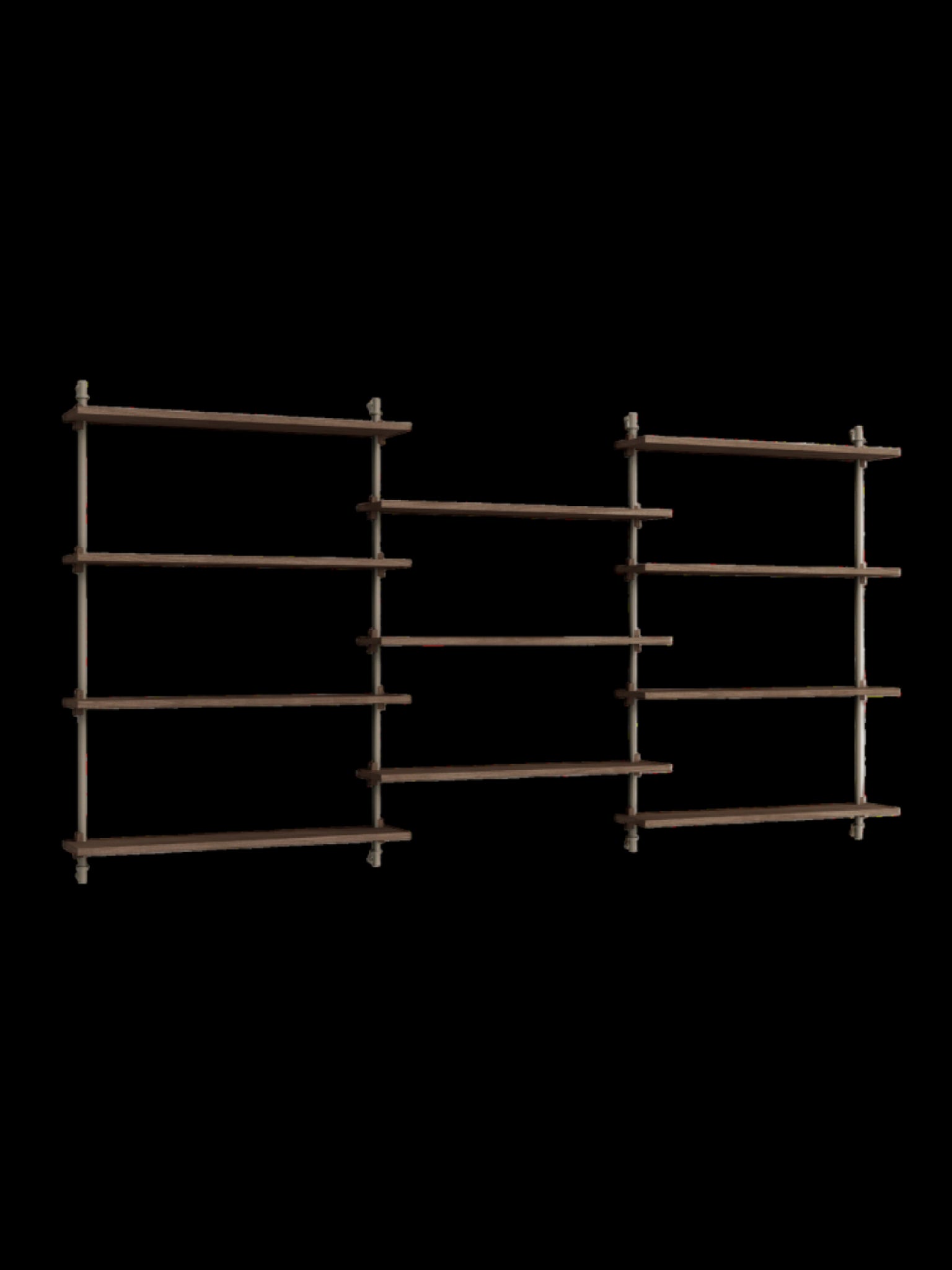 Moebe Wall Shelving Set Ws.115.3, Smoked Oak Shelves, Warm Grey Legs (fsc Mix Credit)