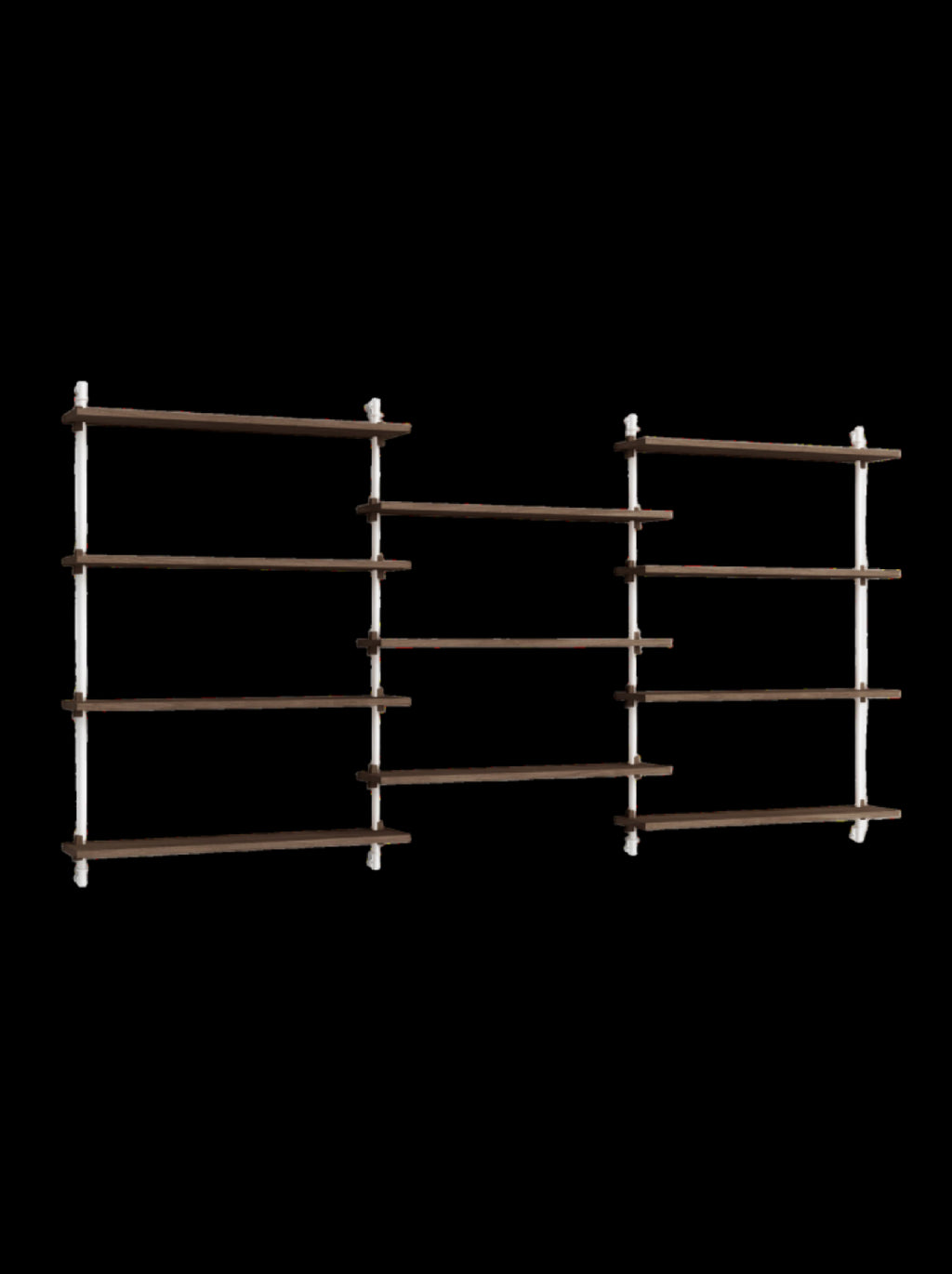 Moebe Wall Shelving Set Ws.115.3, Smoked Oak Shelves, White Legs (fsc Mix Credit)