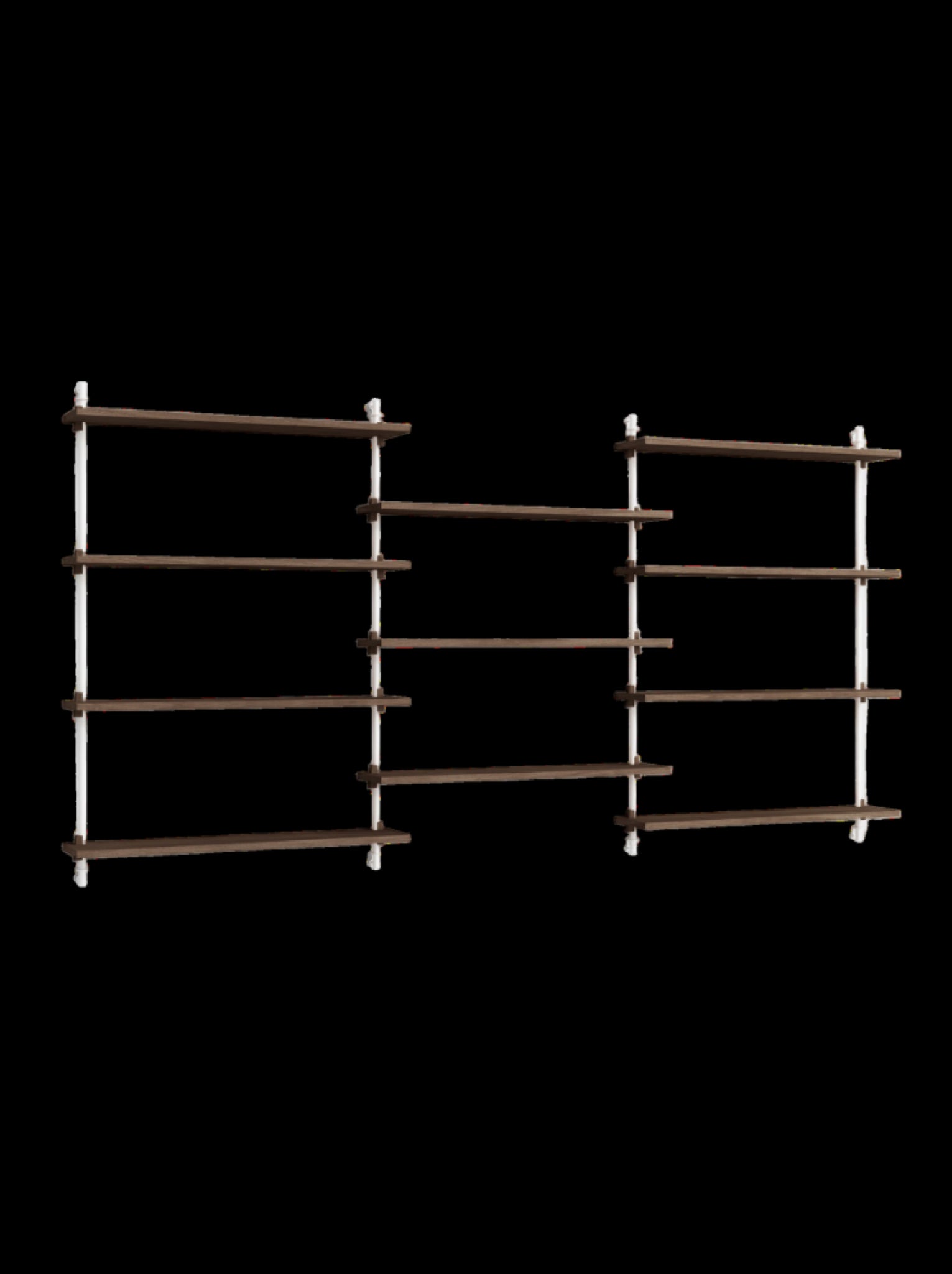 Moebe Wall Shelving Set Ws.115.3, Smoked Oak Shelves, White Legs (fsc Mix Credit)