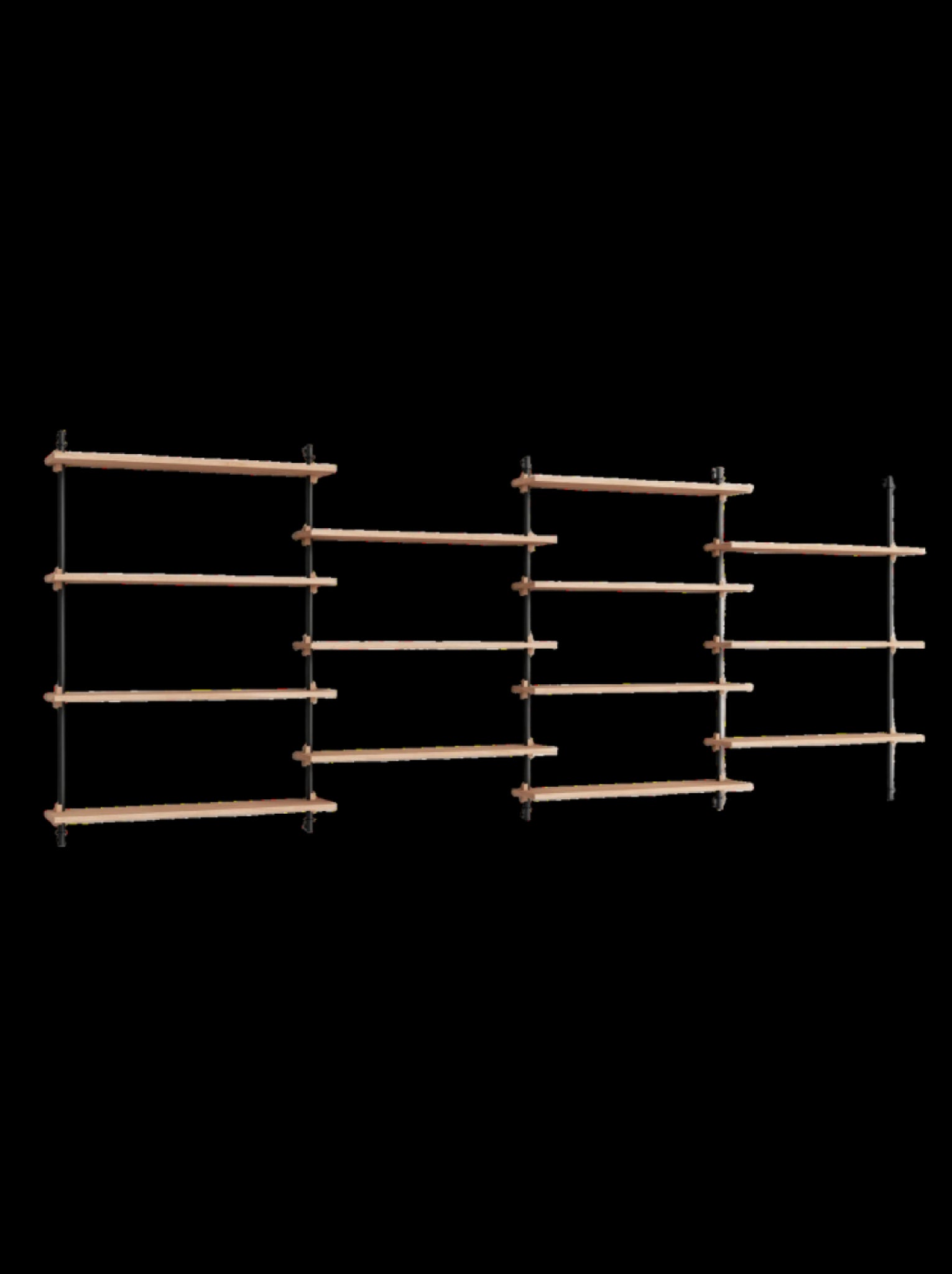 Moebe Wall Shelving Set Ws.115.4, Oak Shelves, Black Legs (fsc Mix Credit)