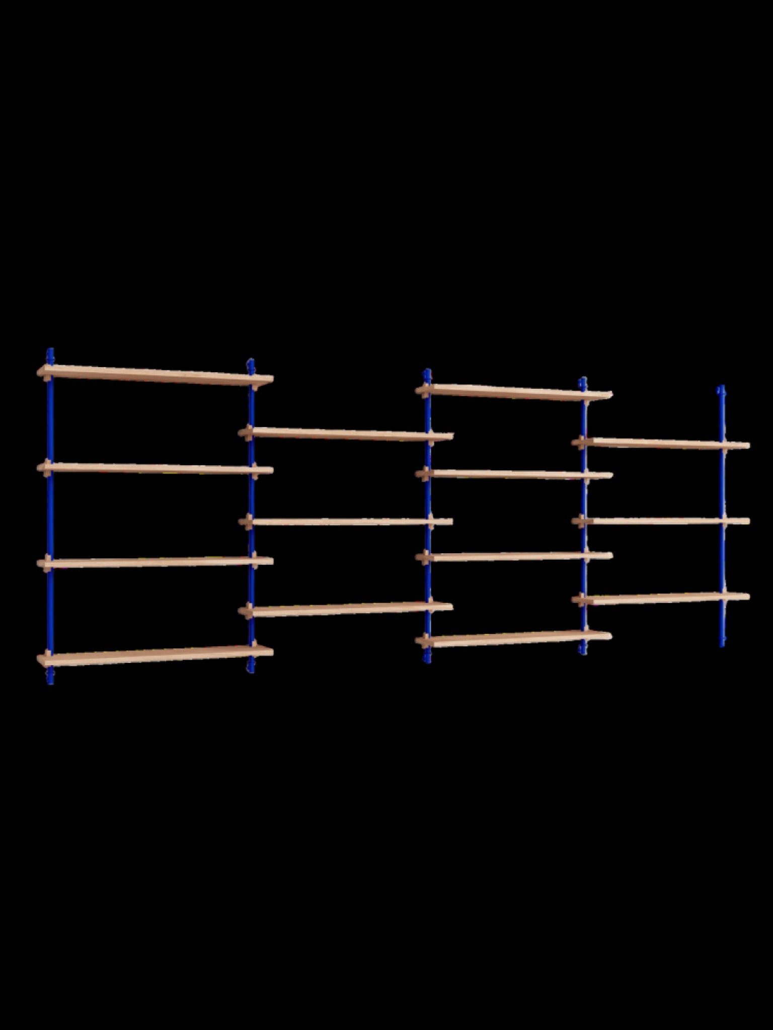 Moebe Wall Shelving Set Ws.115.4, Oak Shelves, Deep Blue Legs (fsc Mix Credit)