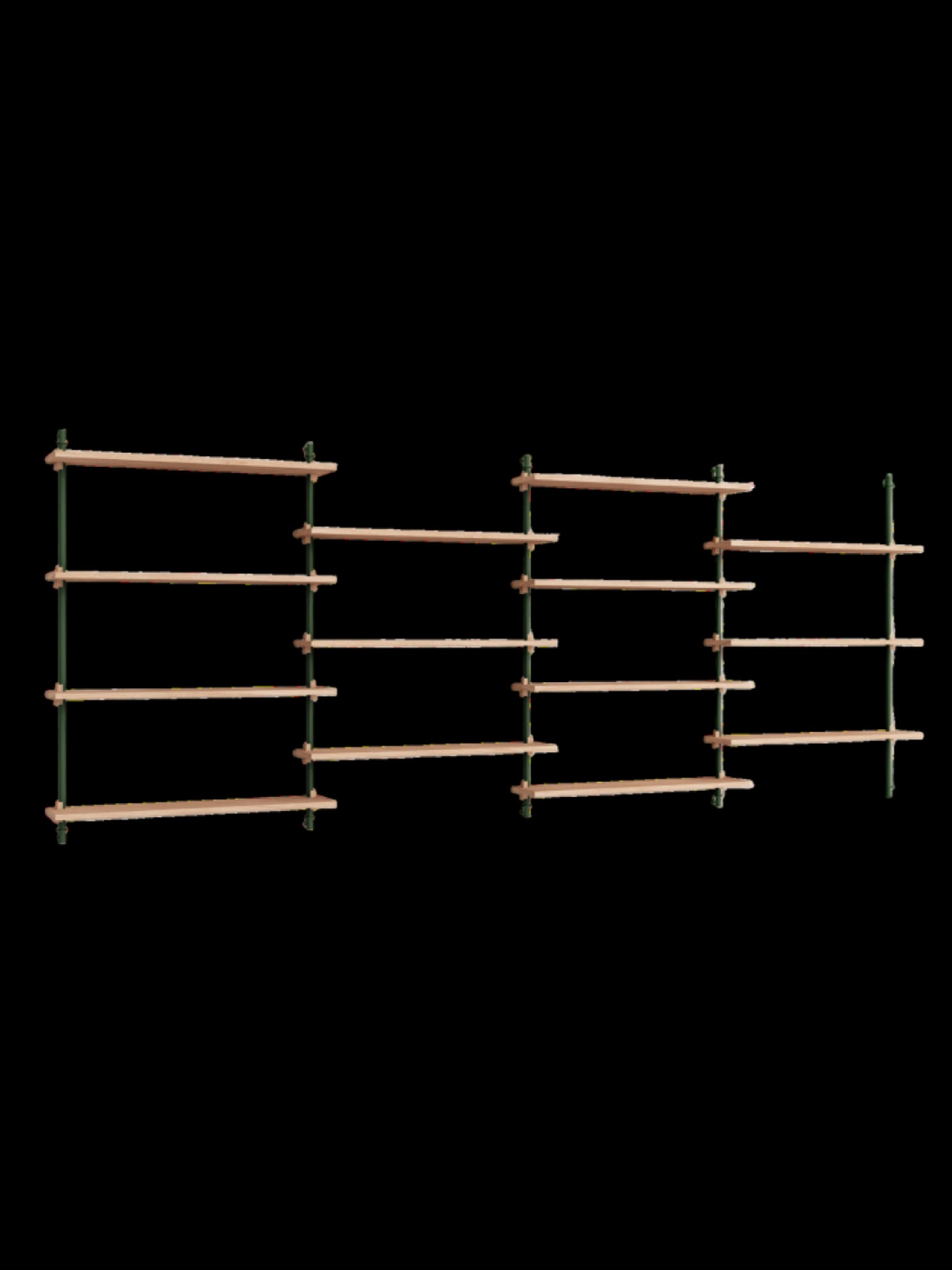 Moebe Wall Shelving Set Ws.115.4, Oak Shelves, Pine Green Legs (fsc Mix Credit)