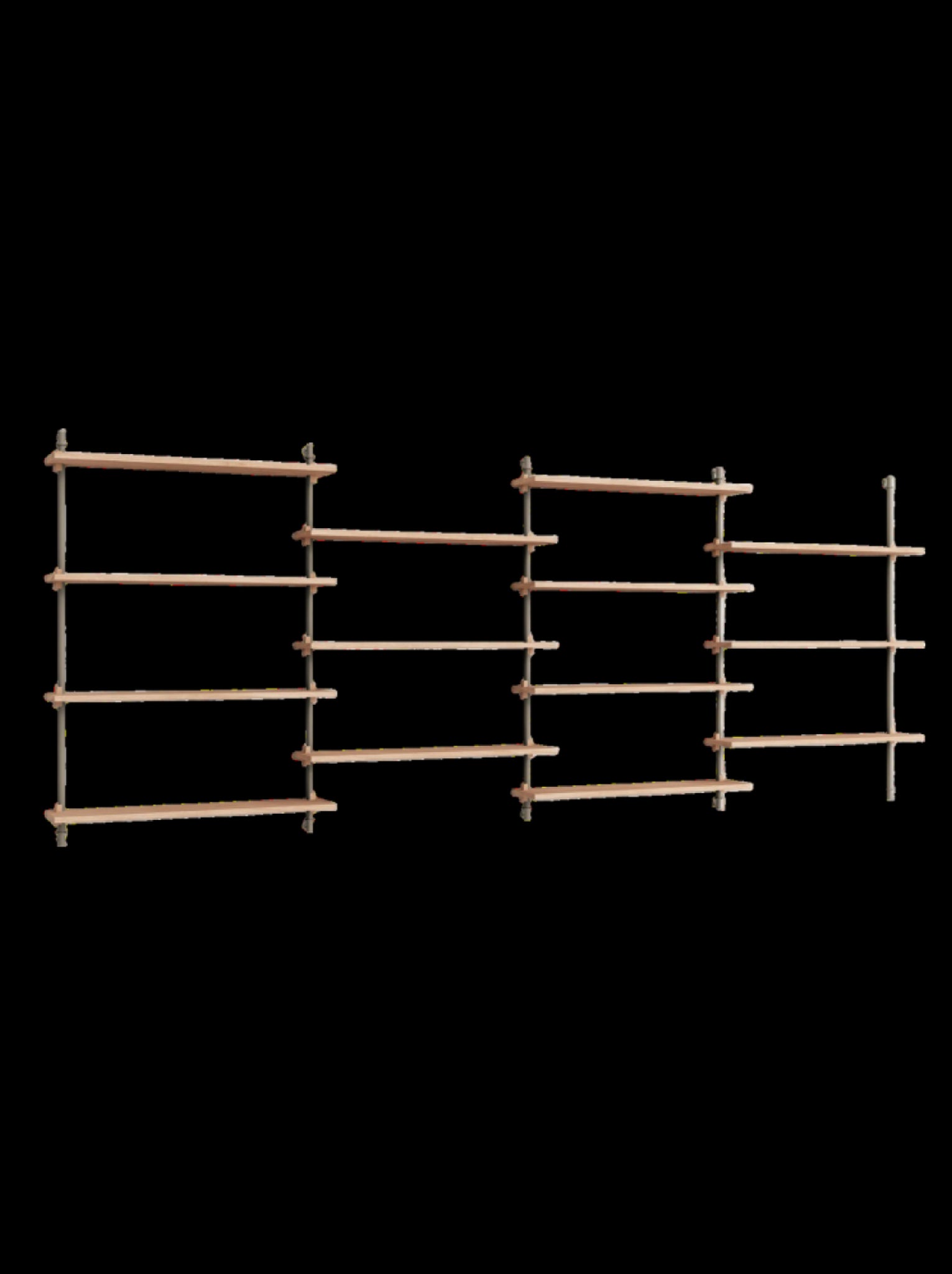 Moebe Wall Shelving Set Ws.115.4, Oak Shelves, Warm Grey Legs (fsc Mix Credit)