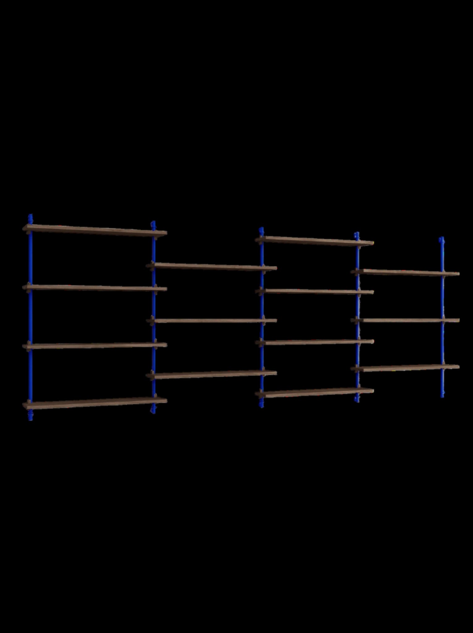 Moebe Wall Shelving Set Ws.115.4, Smoked Oak Shelves, Deep Blue Legs (fsc Mix Credit)