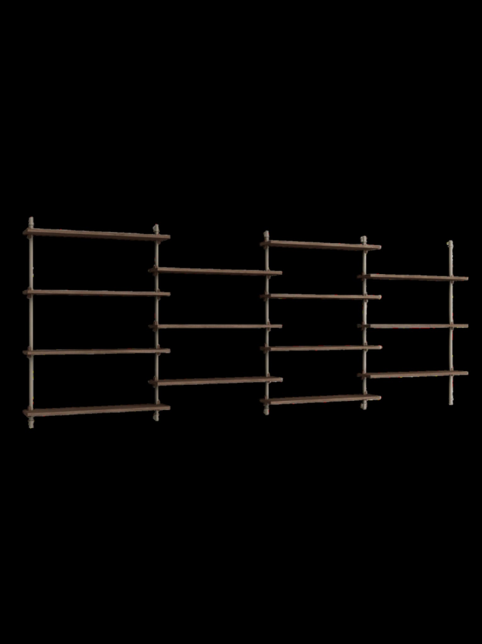 Moebe Wall Shelving Set Ws.115.4, Smoked Oak Shelves, Warm Grey Legs (fsc Mix Credit)