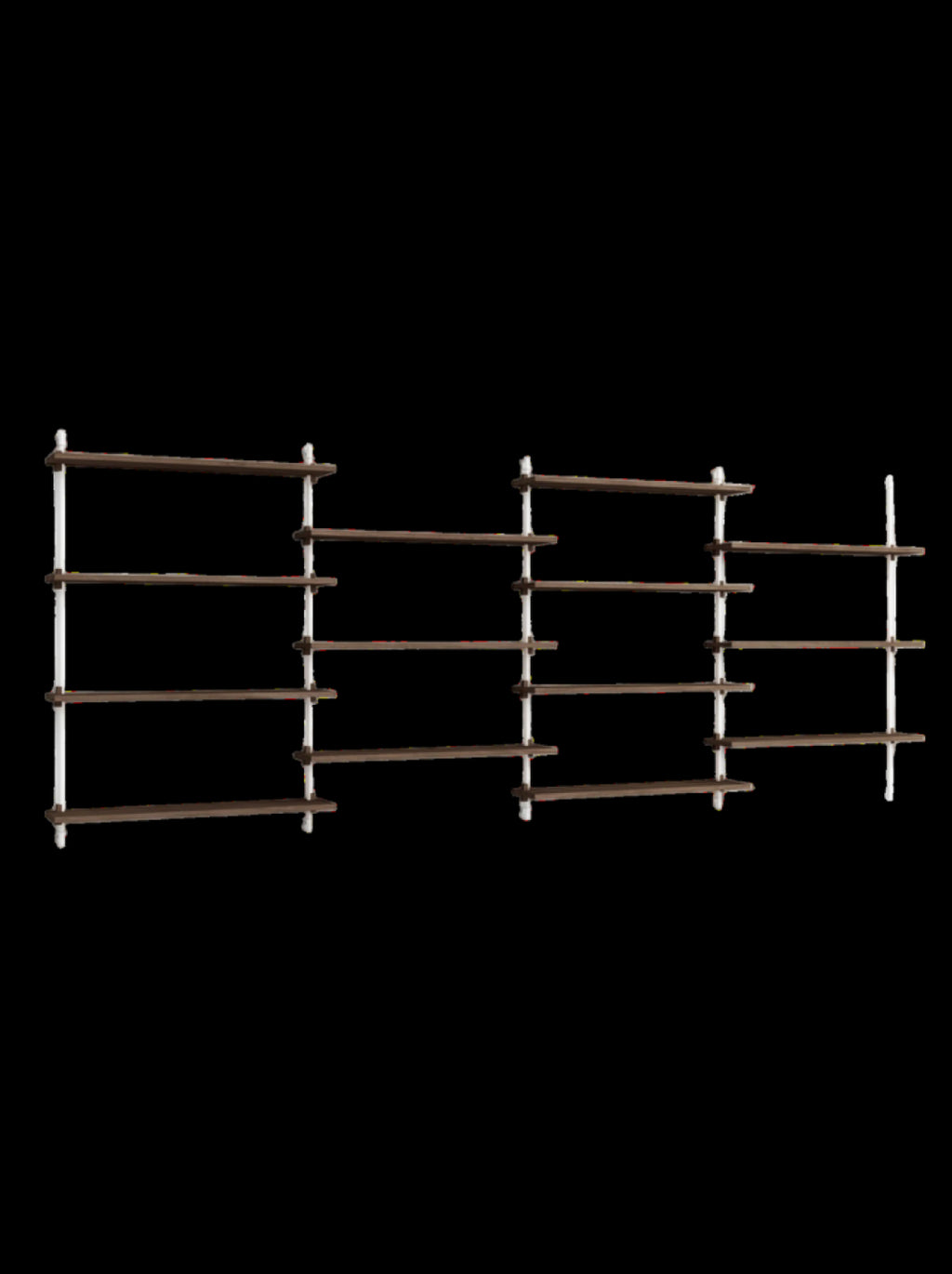 Moebe Wall Shelving Set Ws.115.4, Smoked Oak Shelves, White Legs (fsc Mix Credit)