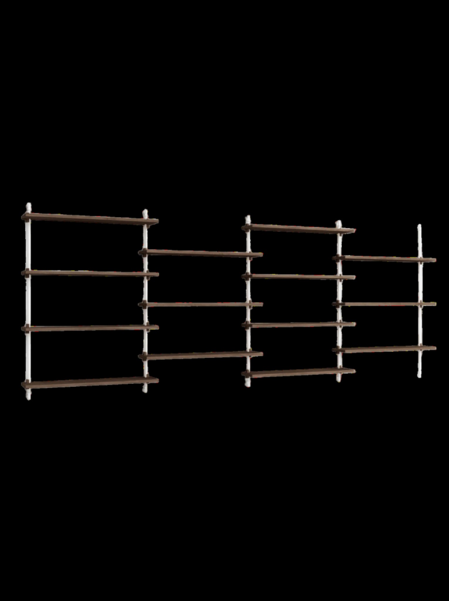 Moebe Wall Shelving Set Ws.115.4, Smoked Oak Shelves, White Legs (fsc Mix Credit)