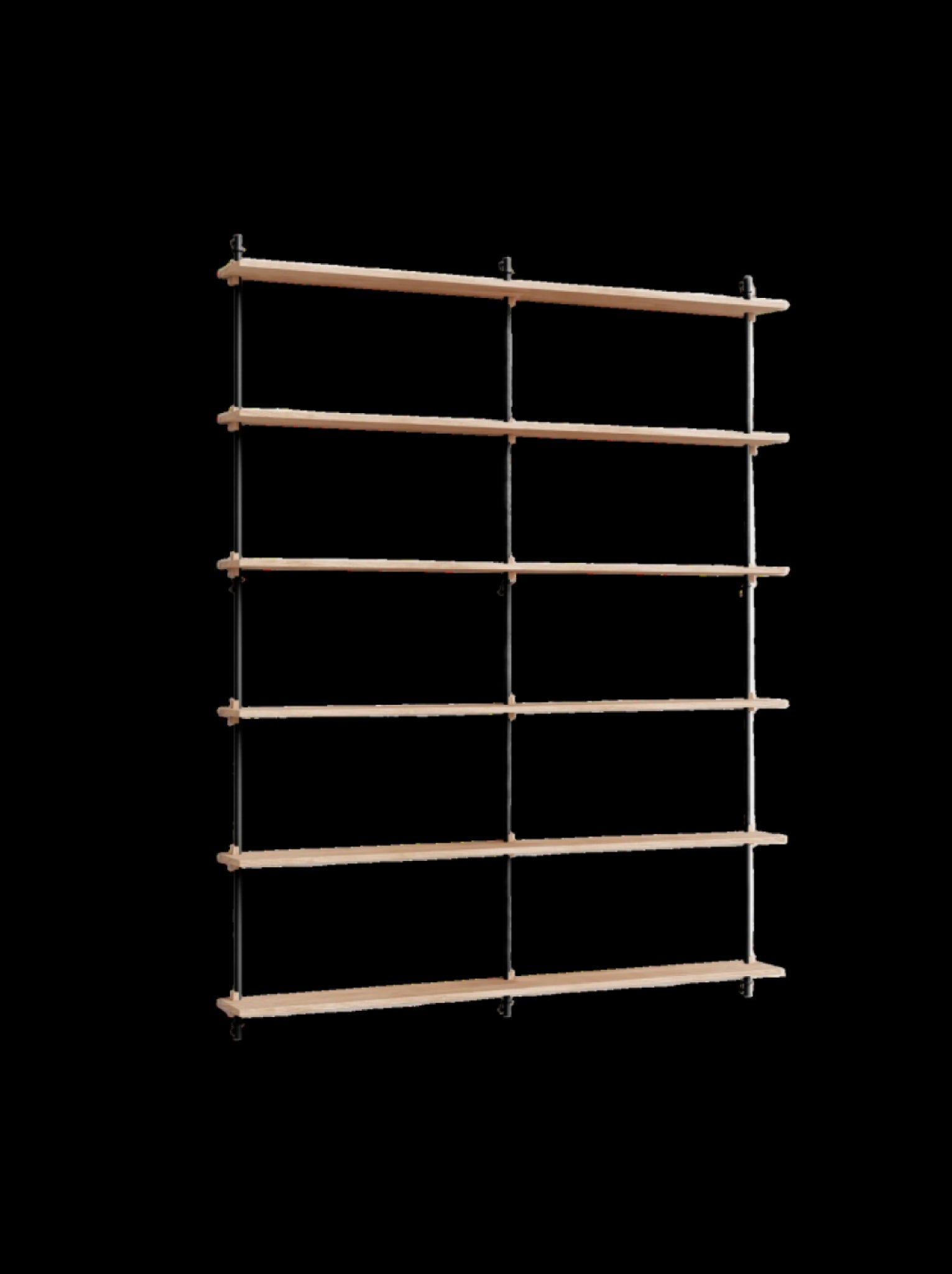 Moebe Wall Shelving Set Ws.200.2.b, Oak Shelves, Black Legs (fsc Mix Credit)