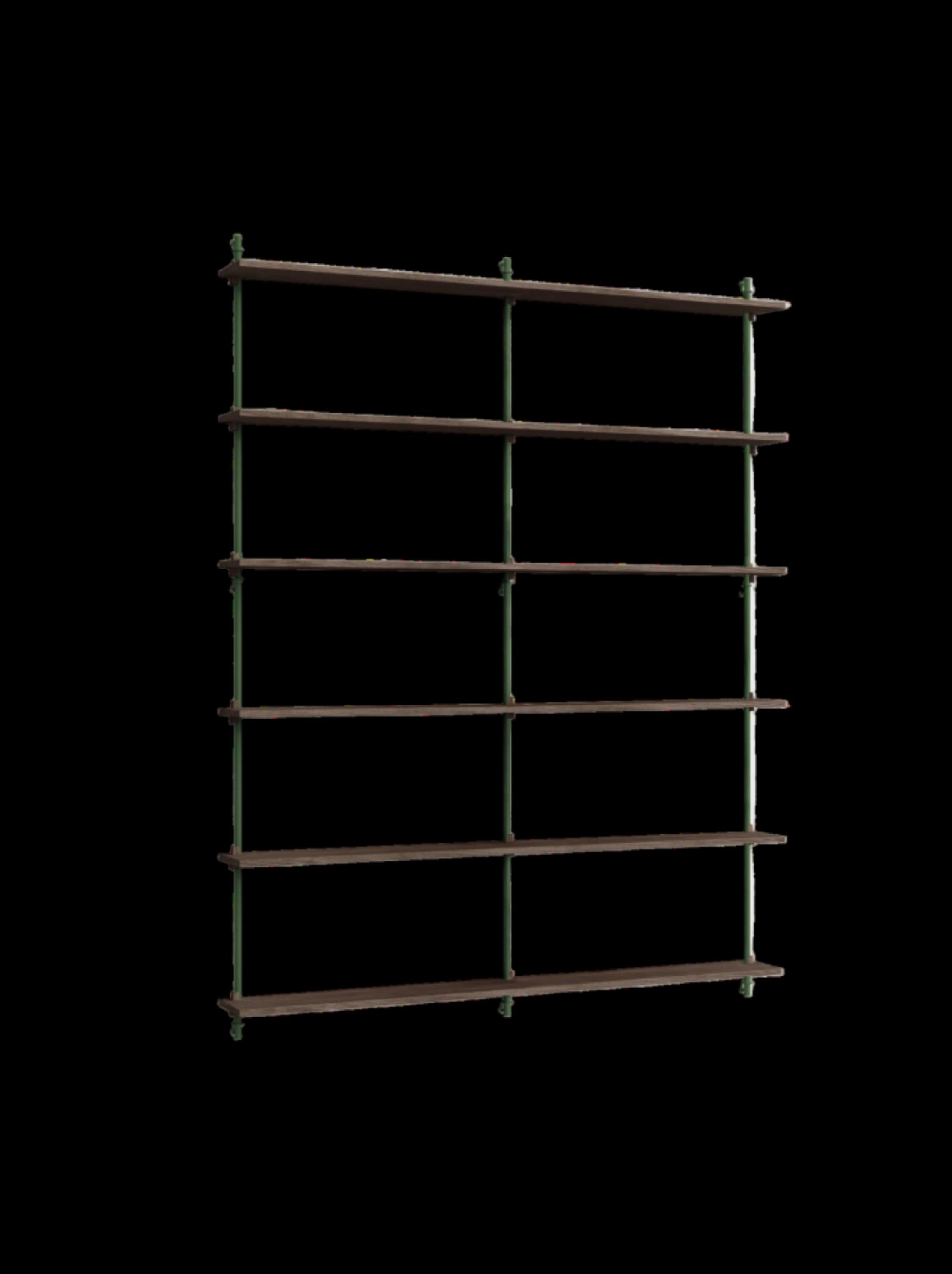 Moebe Wall Shelving Set Ws.200.2.b, Smoked Oak Shelves, Pine Green Legs (fsc Mix Credit)
