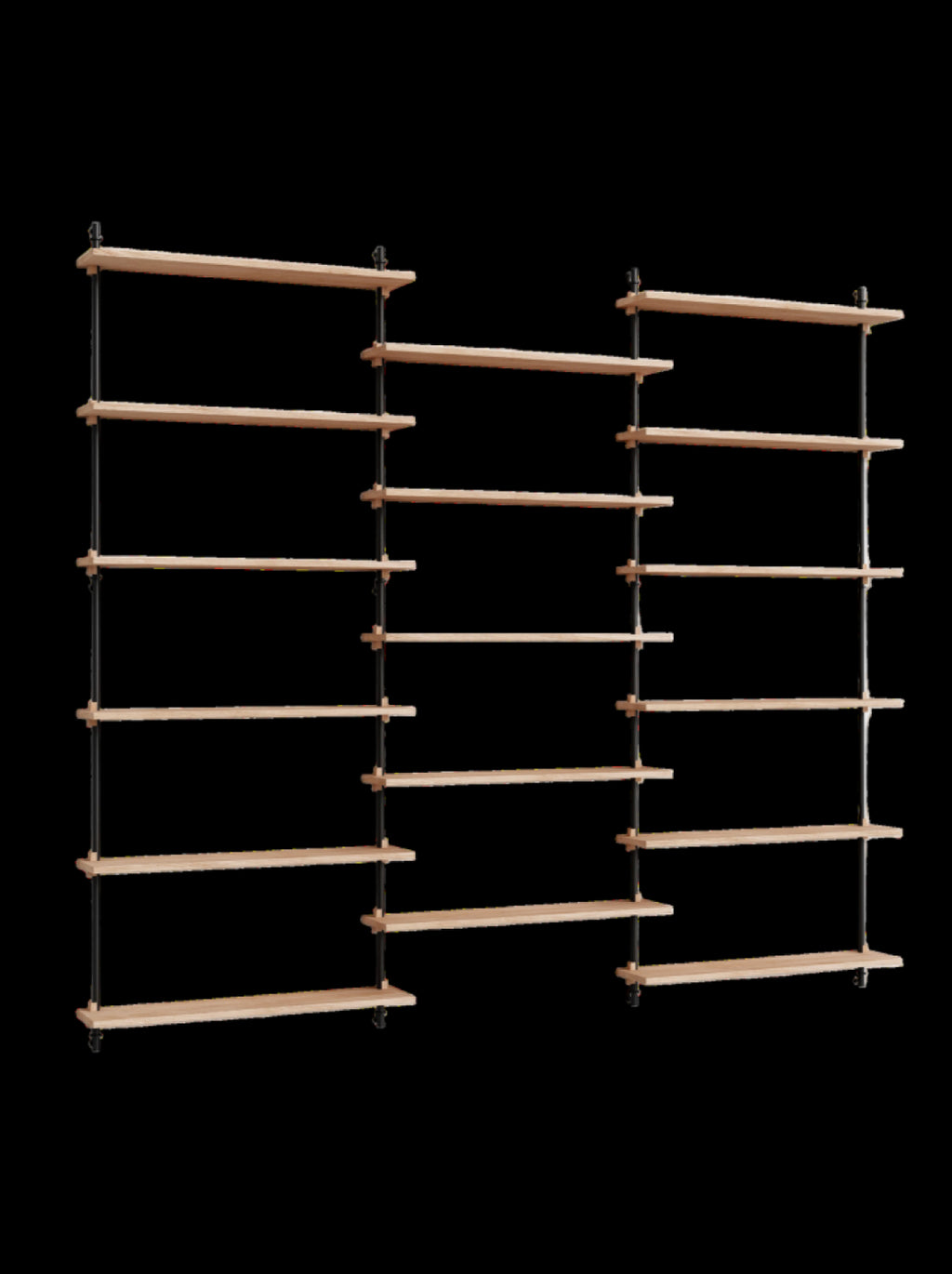 Moebe Wall Shelving Set Ws.200.3, Oak Shelves, Black Legs (fsc Mix Credit)