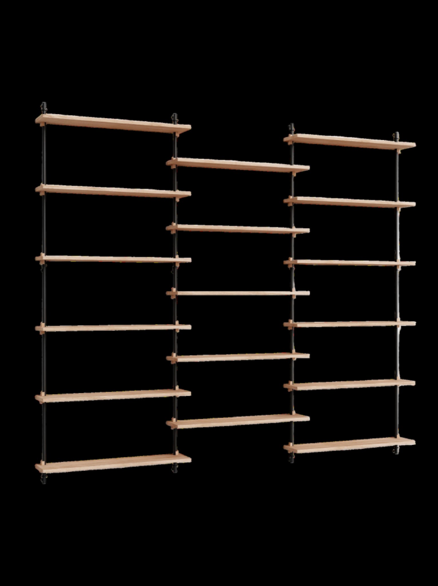 Moebe Wall Shelving Set Ws.200.3, Oak Shelves, Black Legs (fsc Mix Credit)
