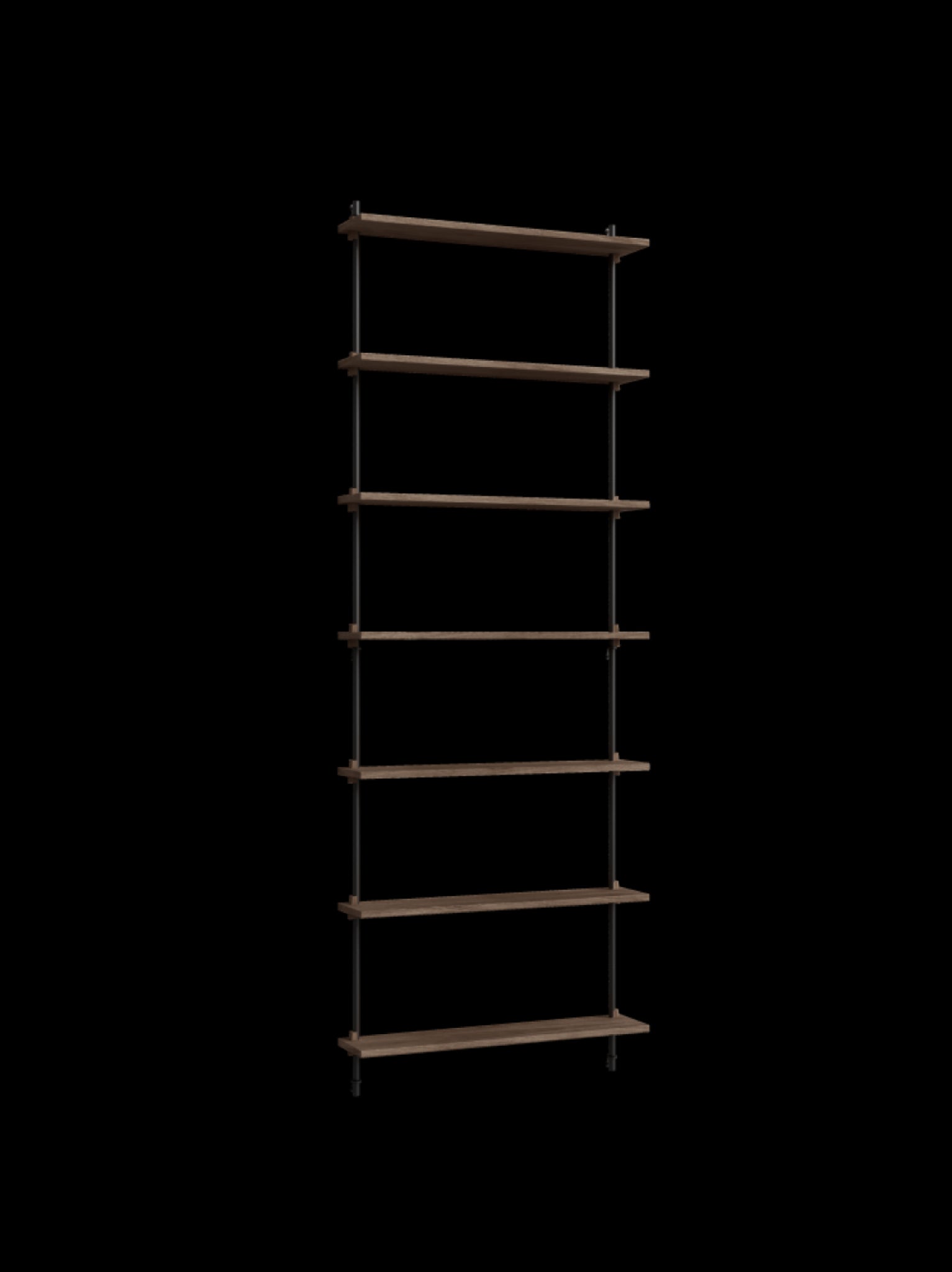 Moebe Wall Shelving Set Ws.230.1, Smoked Oak Shelves, Black Legs (fsc Mix Credit)