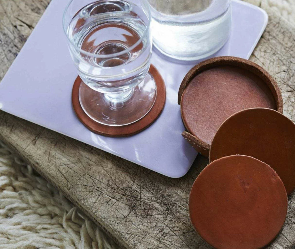 Cuero Pampa Coaster Set, Chocolate