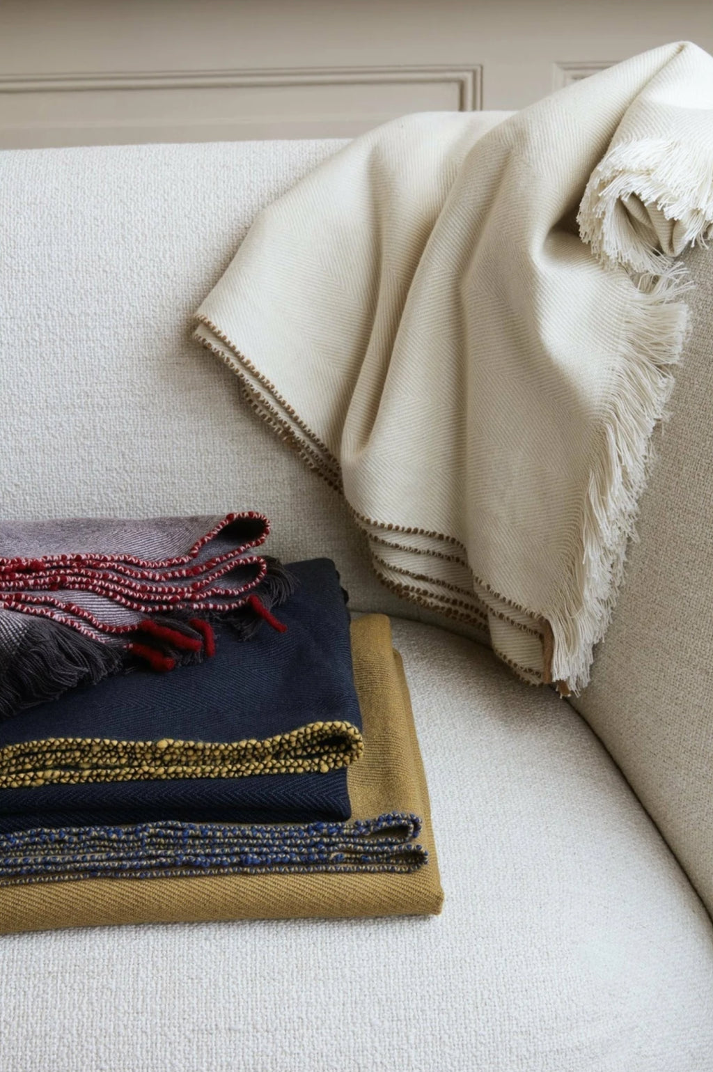 Ferm Living Herringbone Blanket, Off White