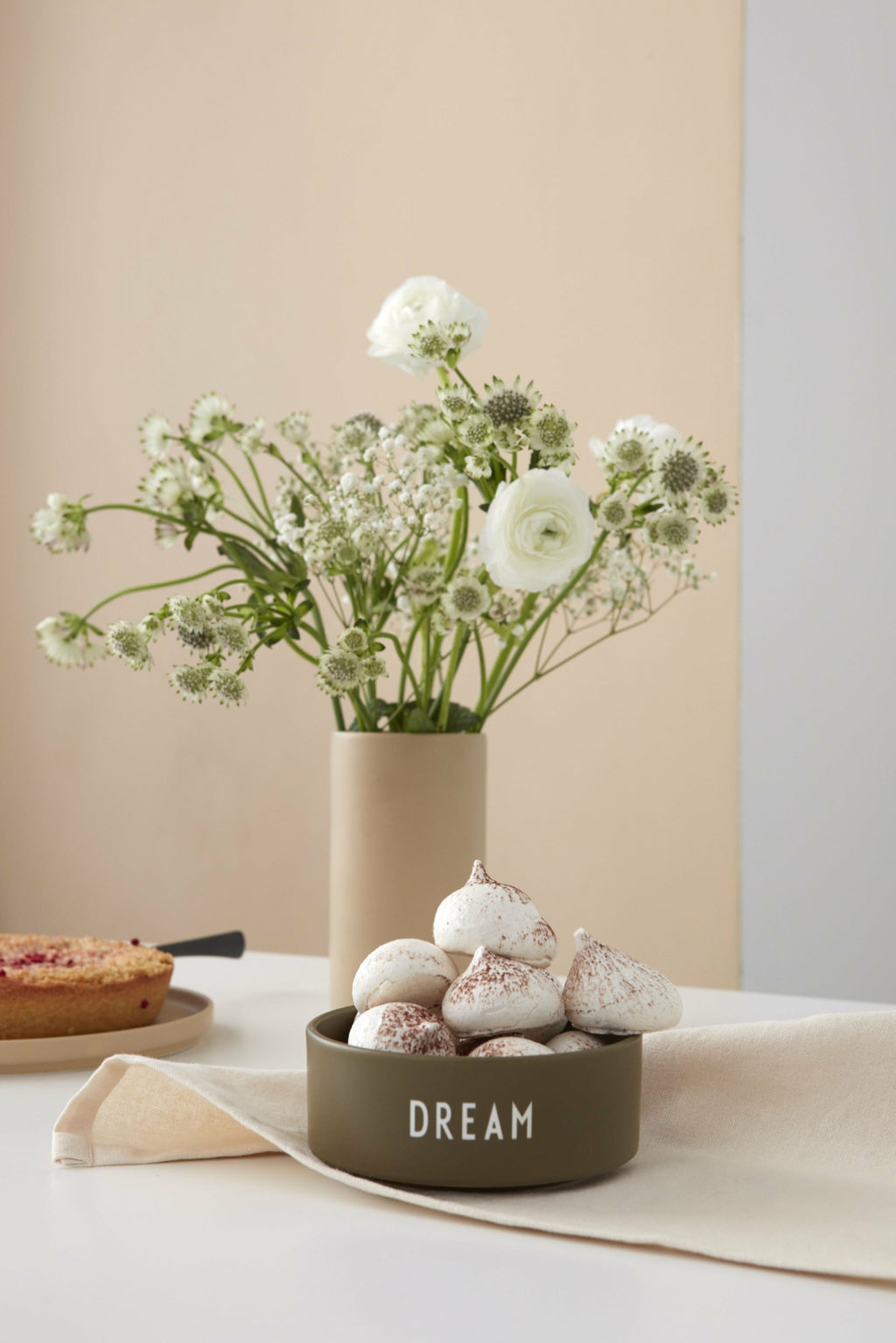 Design Letters Snack Bowl Made of Porcelain, Olive