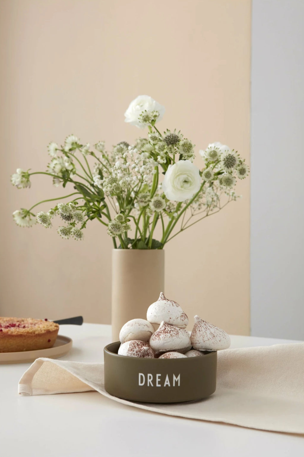 Design Letters Snack Bowl Made of Porcelain, Olive