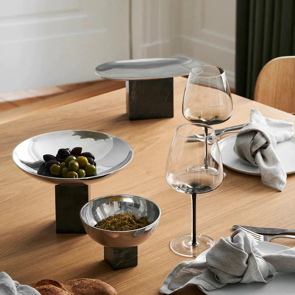 Gejst Sapoto Medium Bowl – Hand-polished Aluminum & Black Marble