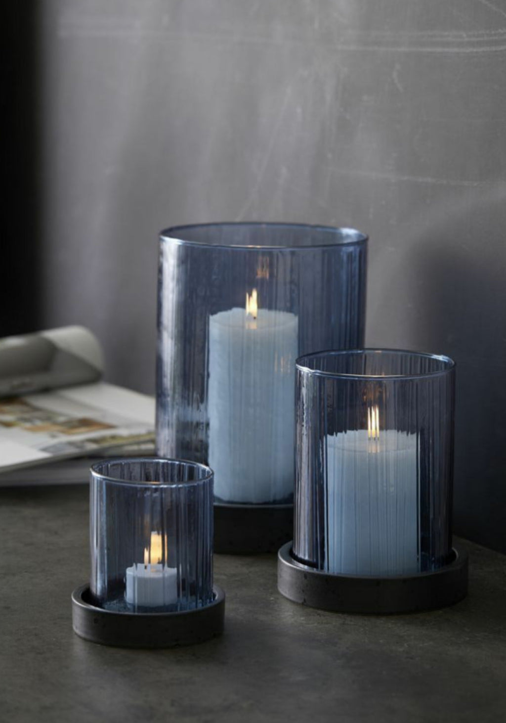 BITZ Hurricane with LED Candle 24 Cm, Blue