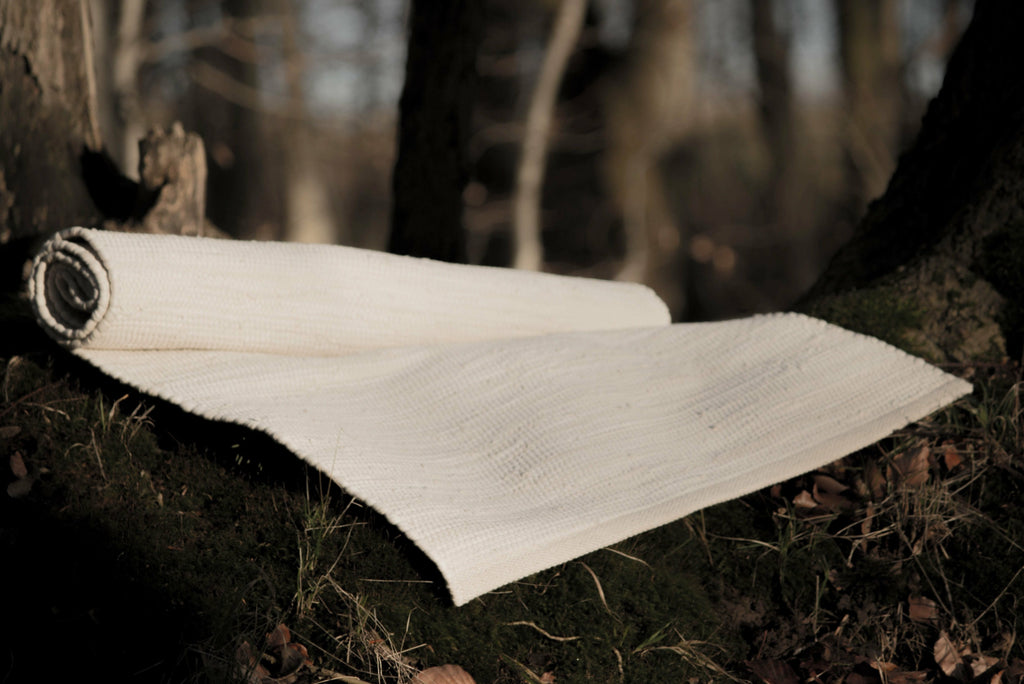 Rug Solid Cotton Carpet Desert White, 65 X 135 Cm