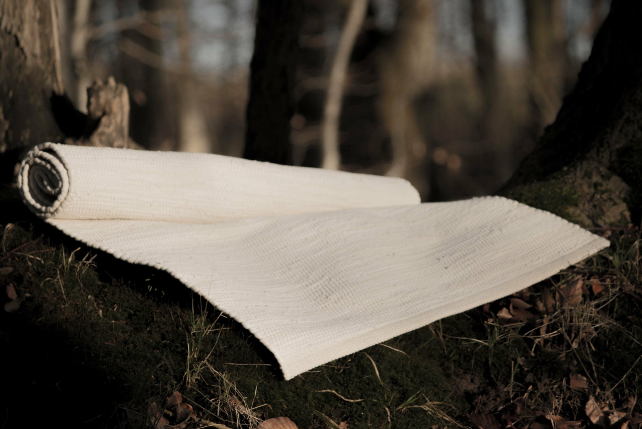 Rug Solid Cotton Carpet Desert White, 65 X 135 Cm