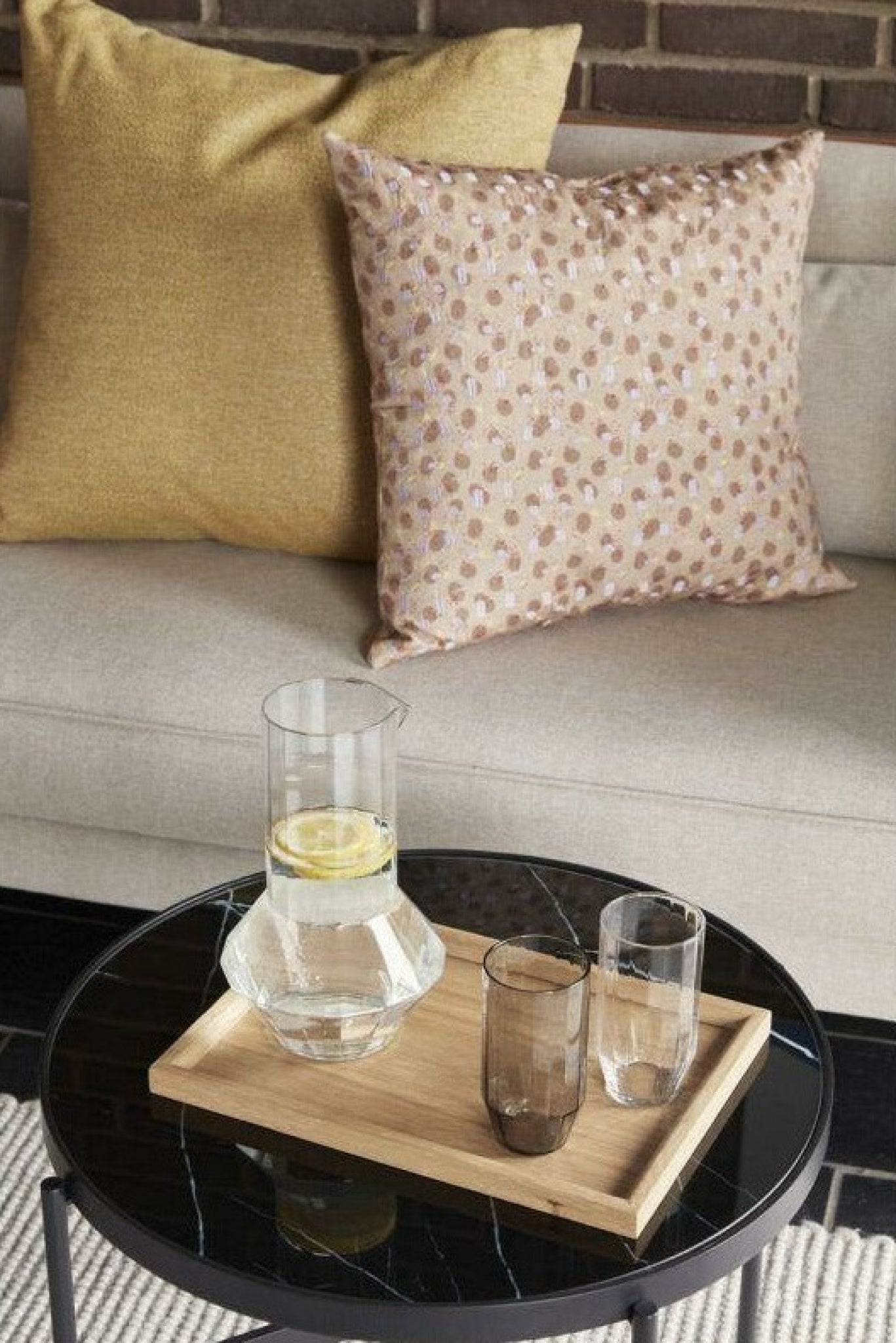 Hübsch Poppy Cushion in Mustard Yellow - Cozy 60x60 cm Home Decor