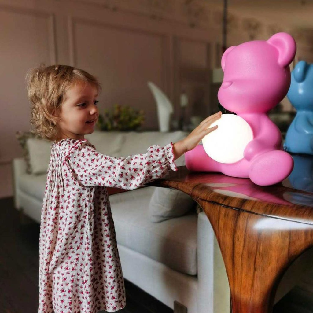 Qeeboo Teddy Girl LED Table Lamp - Rechargeable Orange Bear Design
