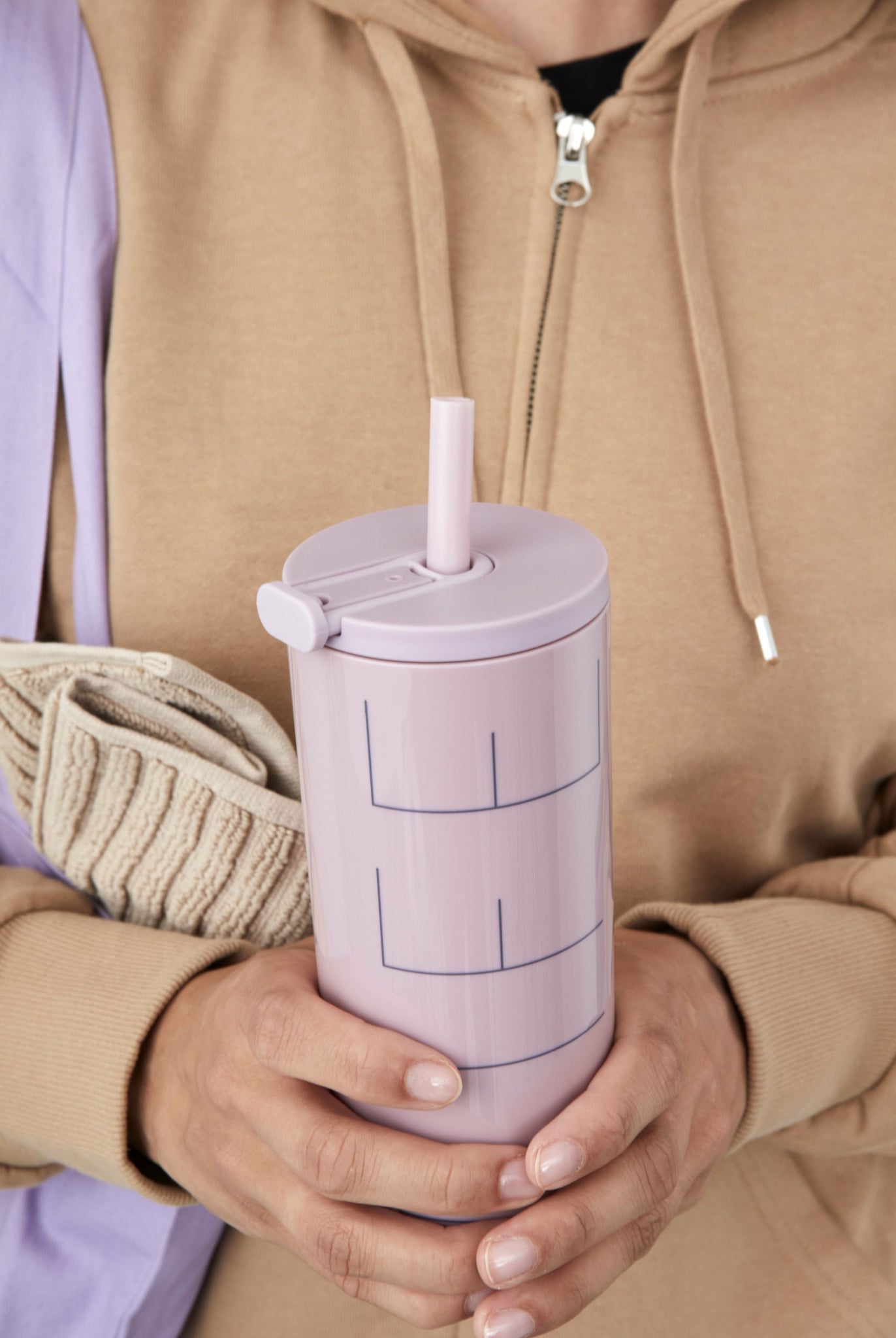 Design Letters Travel Straw Bottle 500 ml, lavender