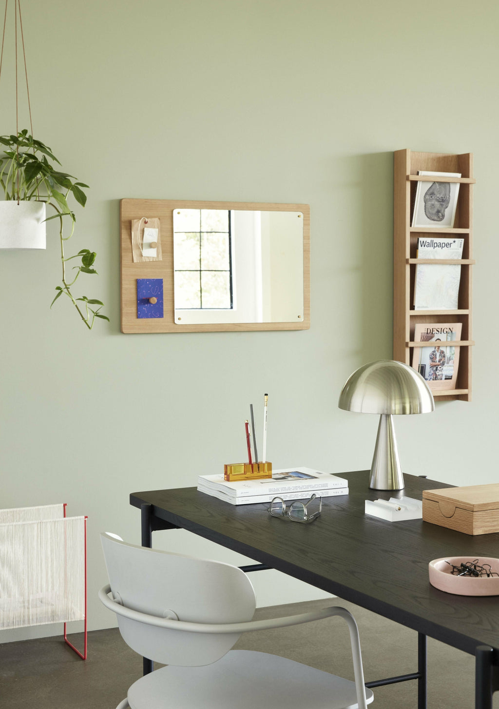 Hübsch Wave Desk Organizer in Frosted Glass - Stylish Office Storage Solution