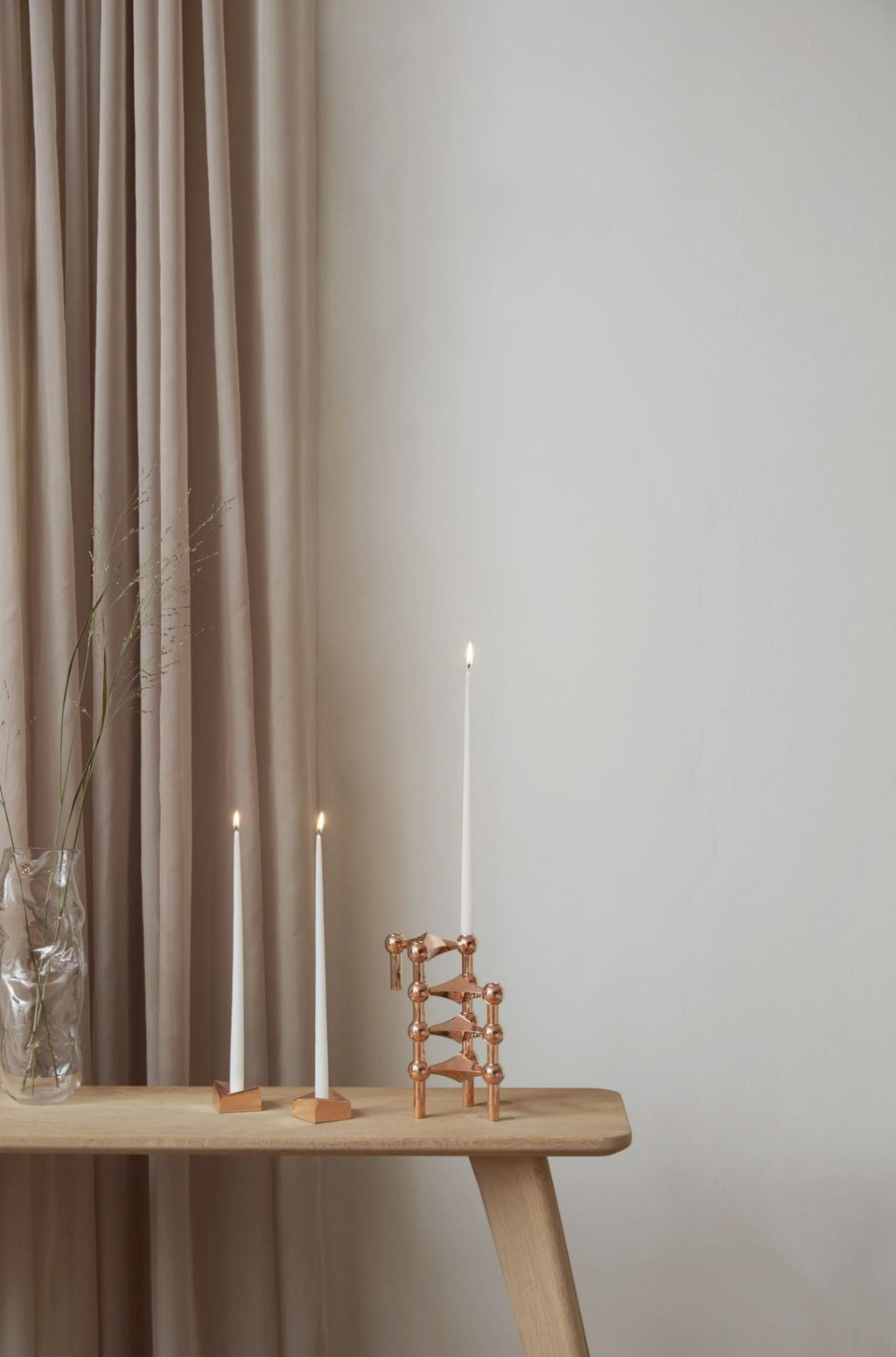 STOFF Nagel Large Rose Gold Candle Holder - Elegant Reflect Design