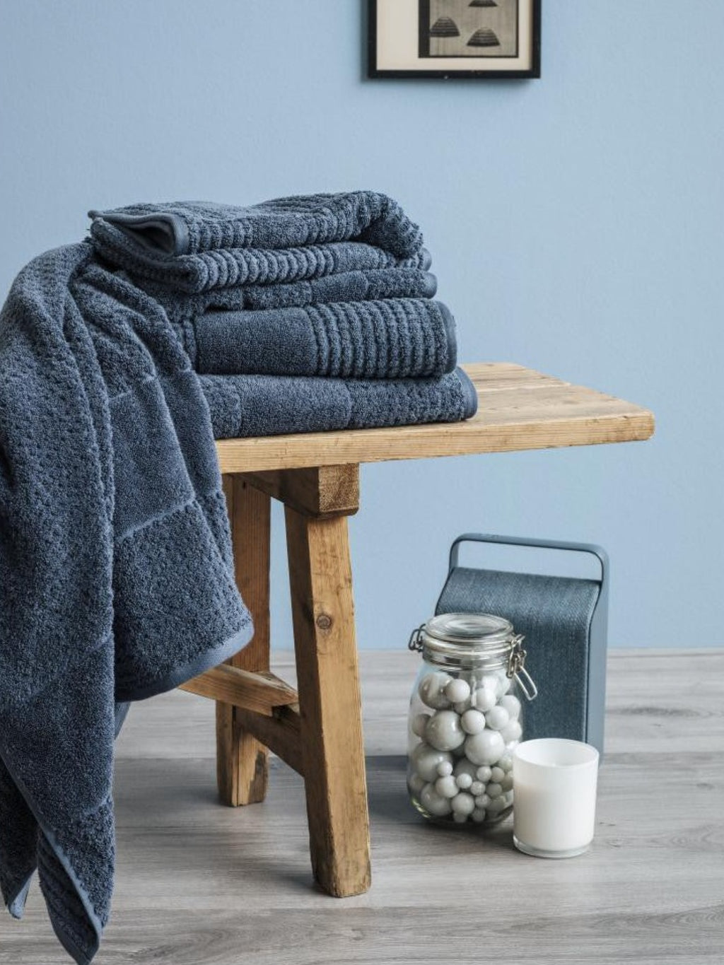 Juna Check Washcloth Dark Blue, 30x30 Cm