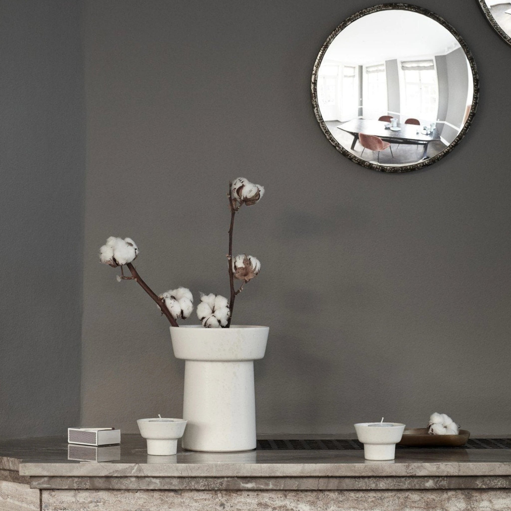 Kähler Ombria Block Candle Holder, Slate Grey