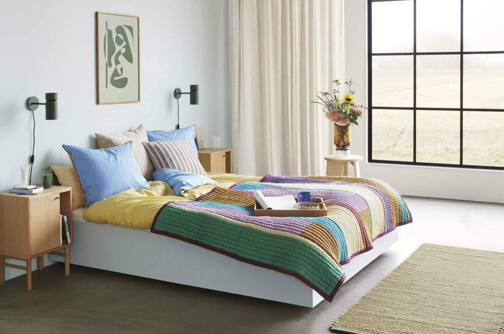 701406-HUB Multicoloured Quilted Plaid - OEKO-TEX® Cotton 140x200cm