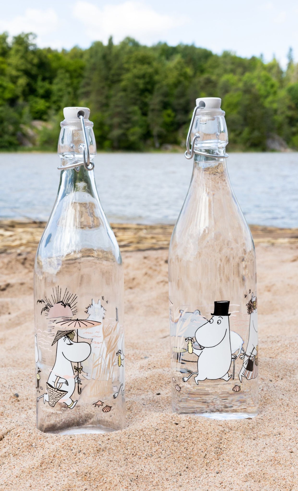 Muurla Moomin Glass Bottle, Fun In The Water