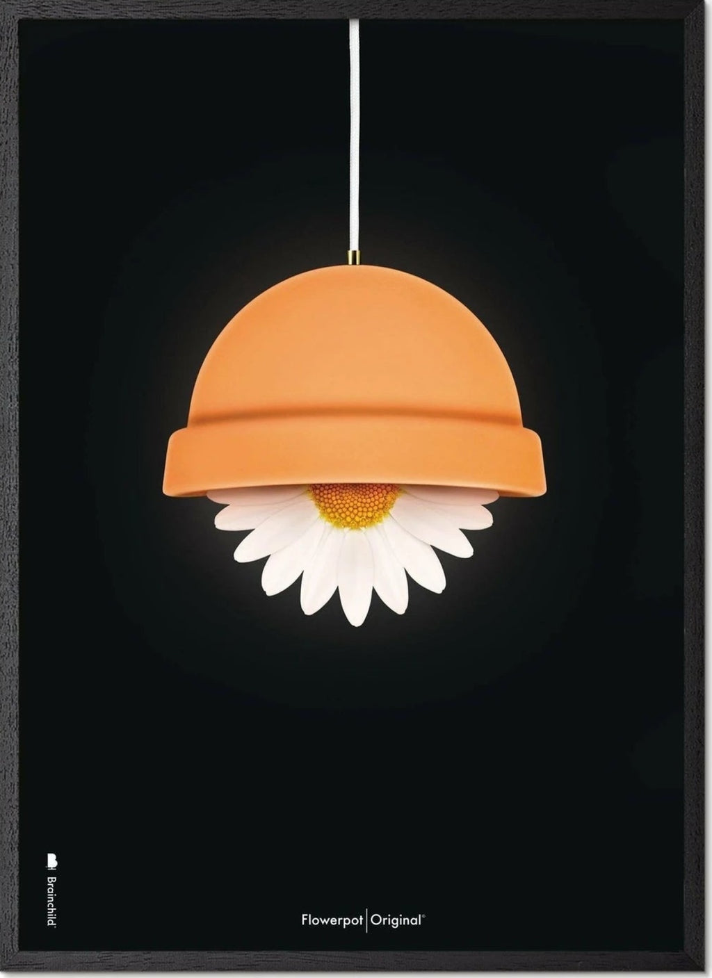 Brainchild flowerpot classic poster, frame in black lacquered wood A5, black background