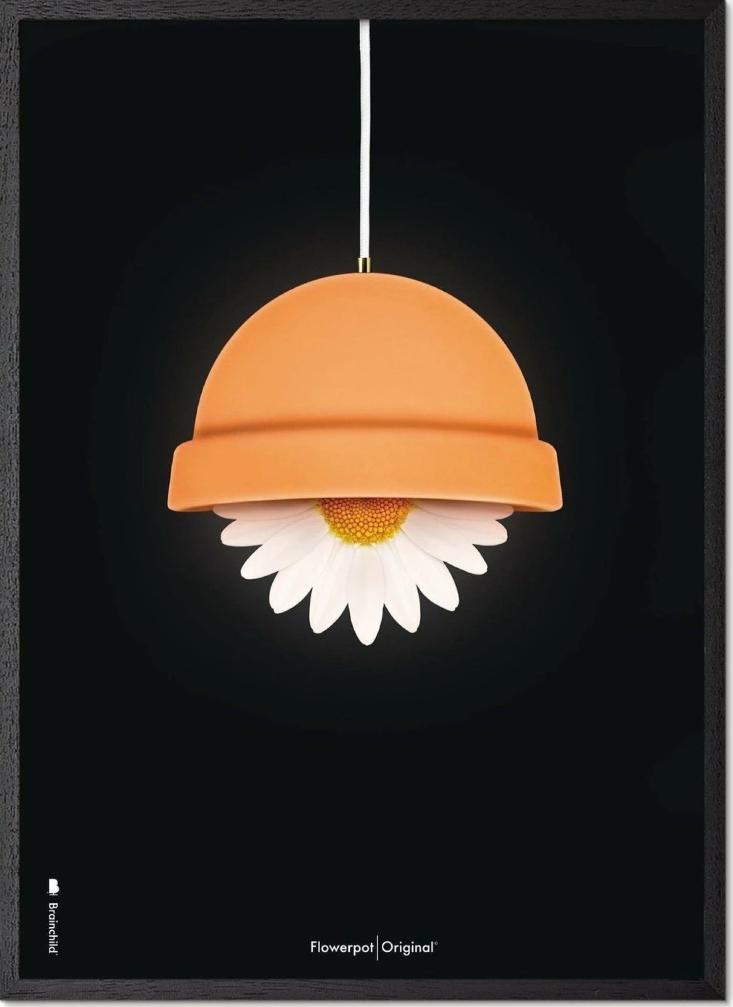 Brainchild flowerpot classic poster, frame in black lacquered wood A5, black background