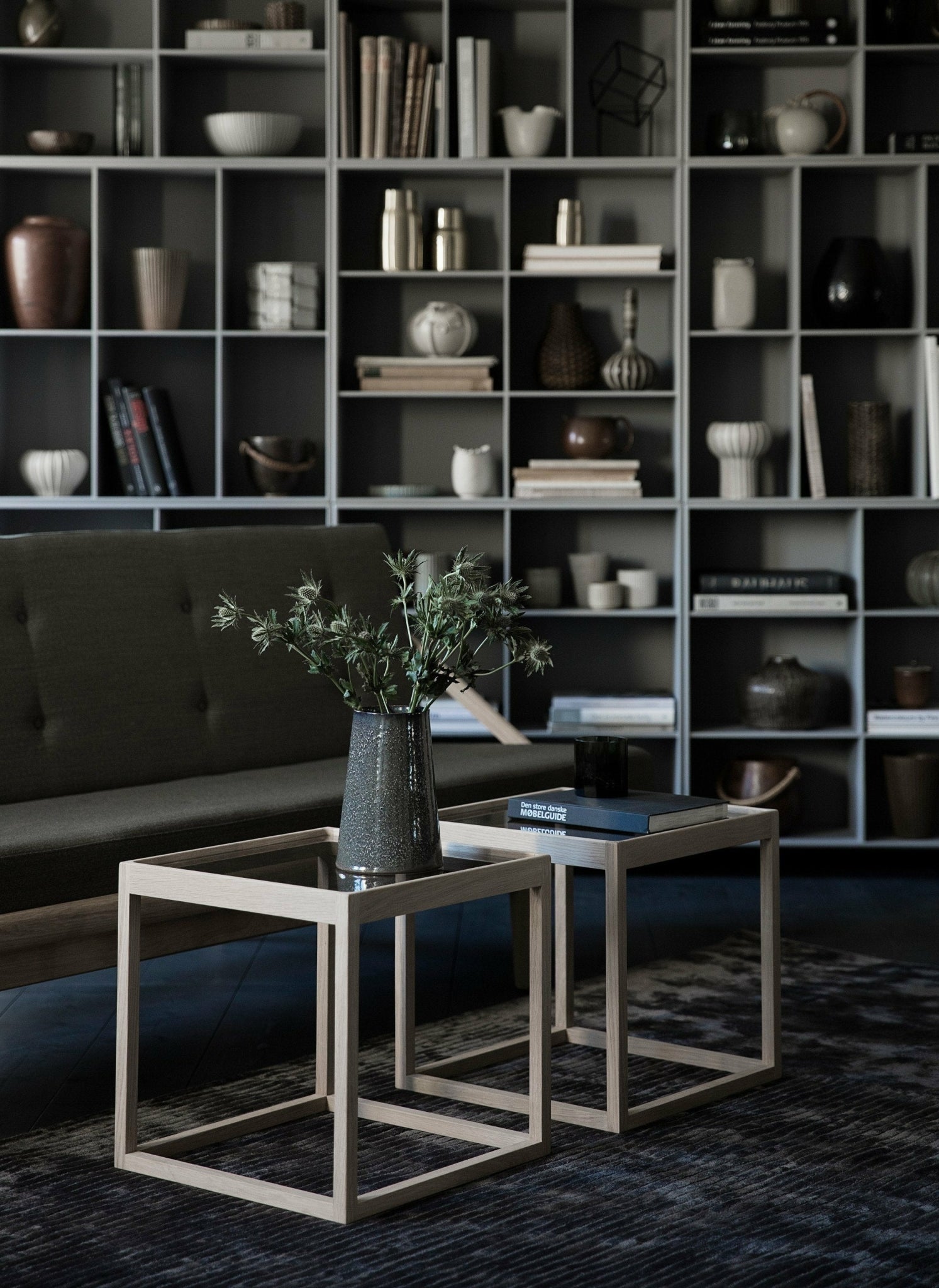 Klassik Studio KØ Cube Side Table Oak soap, smoked glass