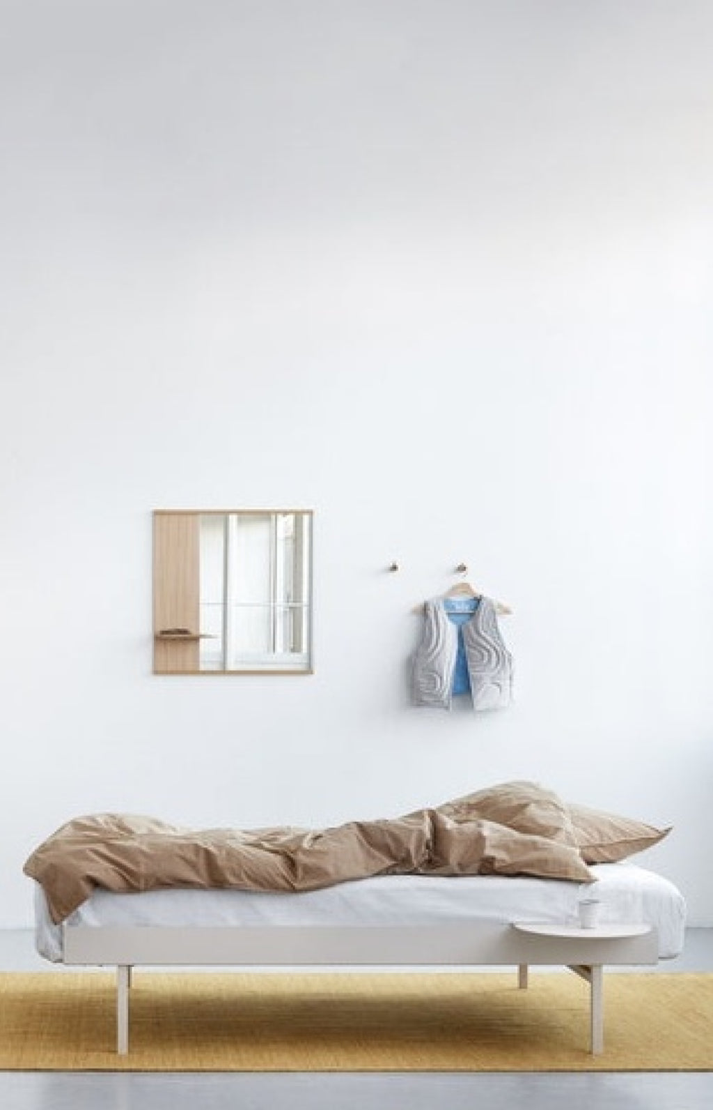 Moebe Oak Wall Mirror with Shelf - Versatile Bathroom Decor 70x72 cm