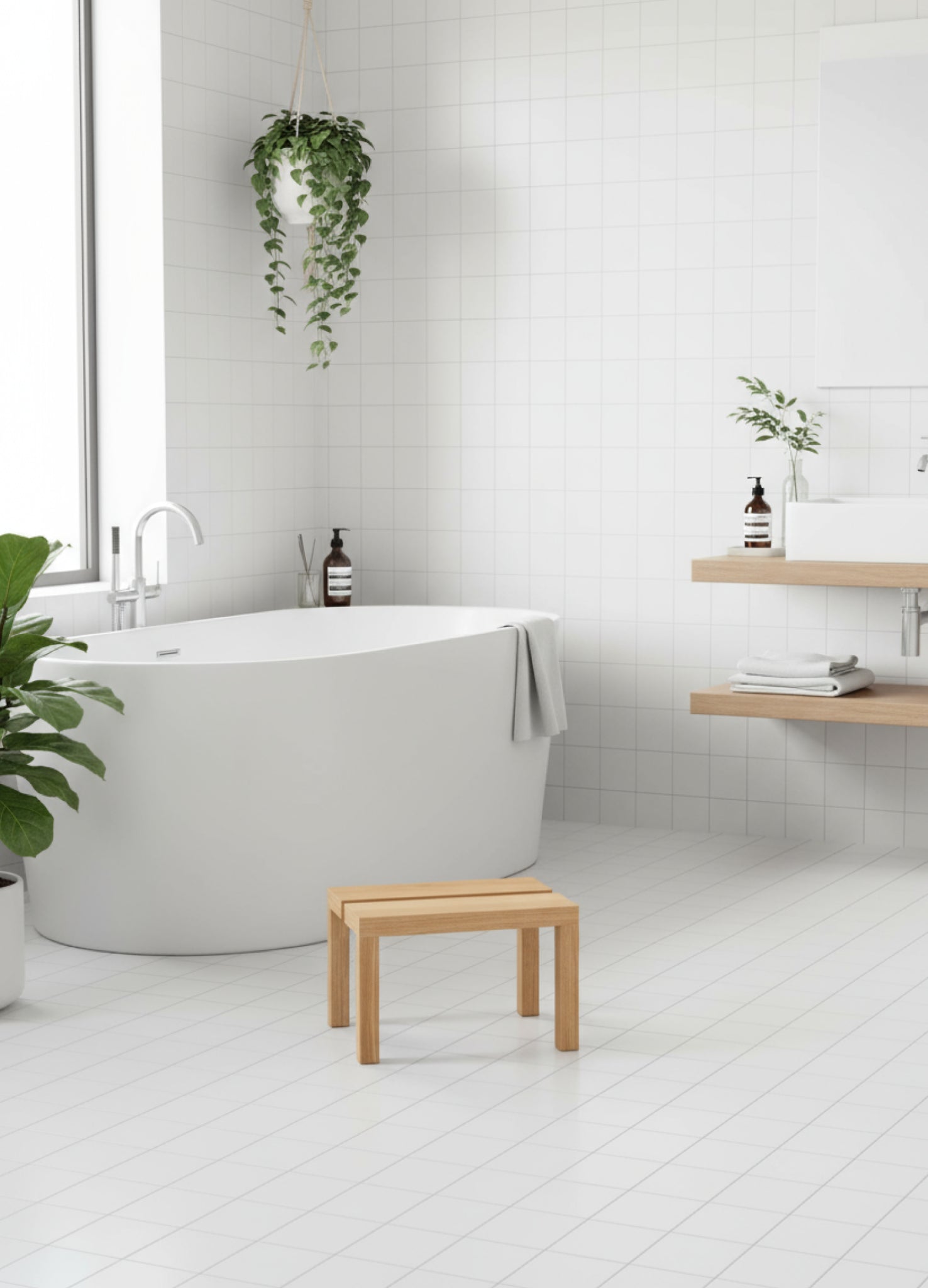 Moebe Peg Step Stool: Versatile, Stackable Oak Stool for Home Use