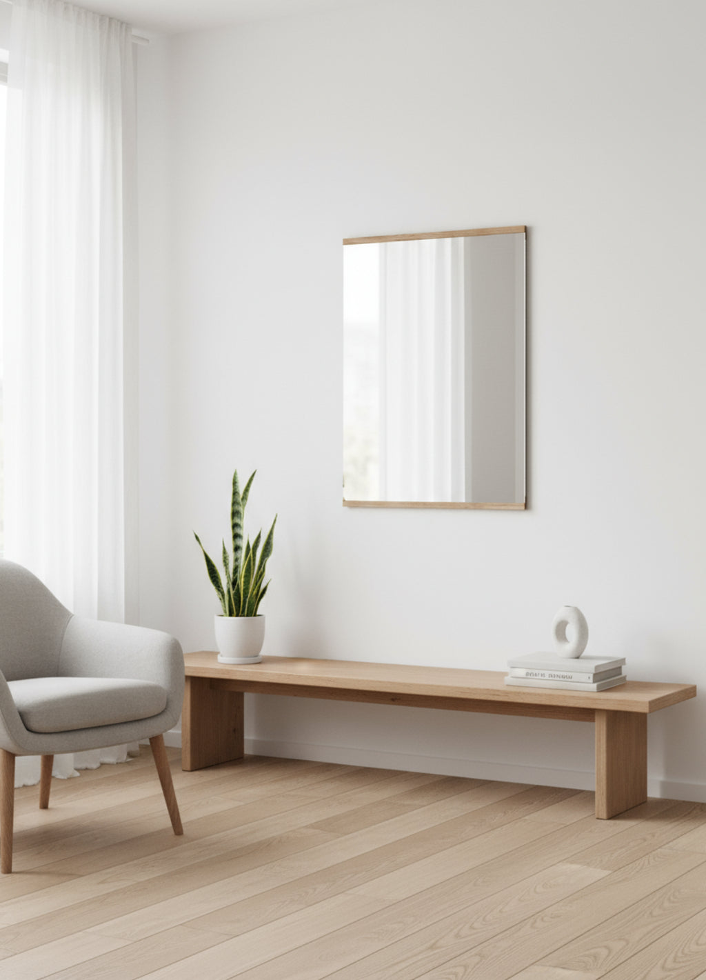 Moebe Rectangular Oak Wall Mirror 71.9x50 cm - Minimalist Nordic Design