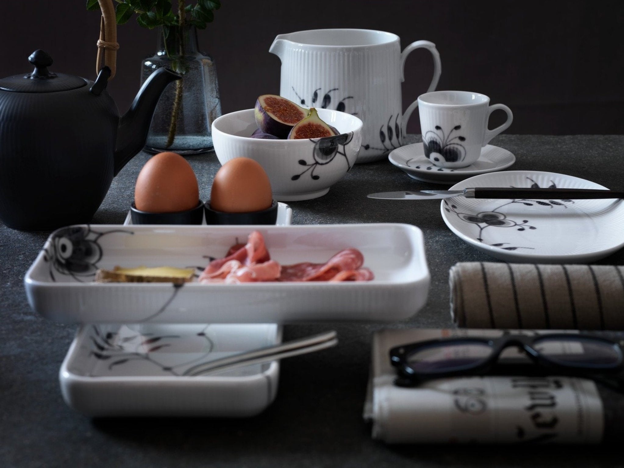 Royal Copenhagen Black Fluted Mega Jug, 70cl